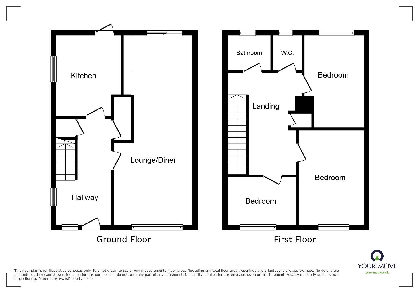 Floorplan of 3 bedroom Semi Detached House for sale, Woodlands, Coxheath, Kent, ME17