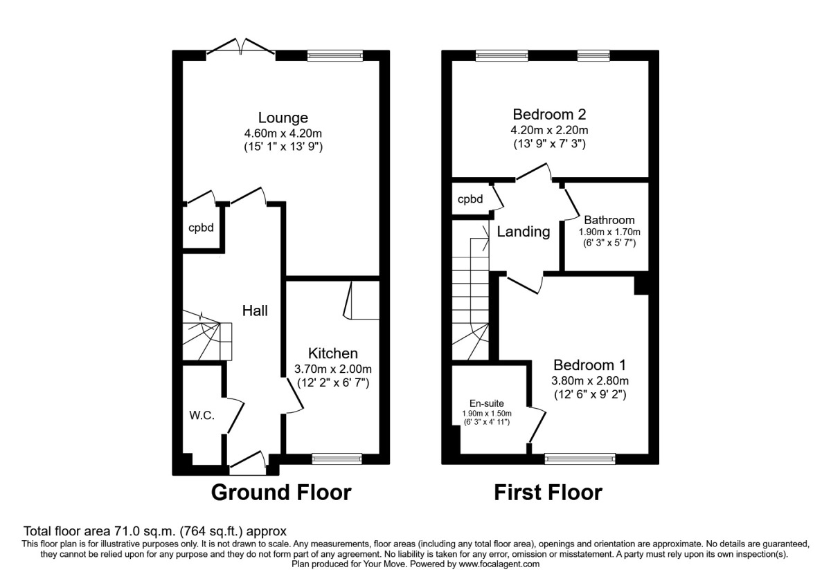 Floorplan of 2 bedroom Mid Terrace House for sale, Coriander Drive, Maidstone, Kent, ME16