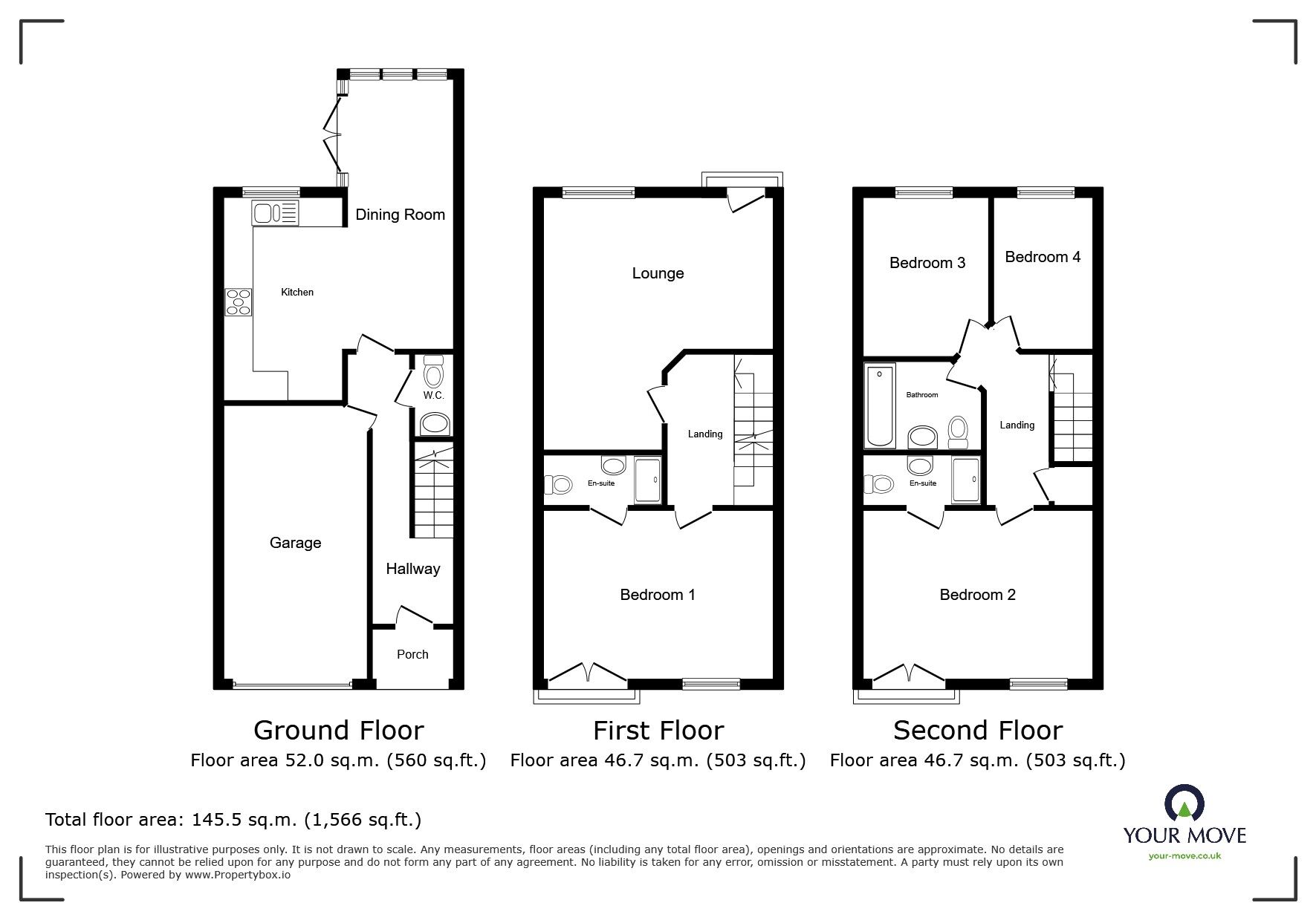 Floorplan of 4 bedroom Mid Terrace House for sale, Kings Walk, Holland Road, Kent, ME14