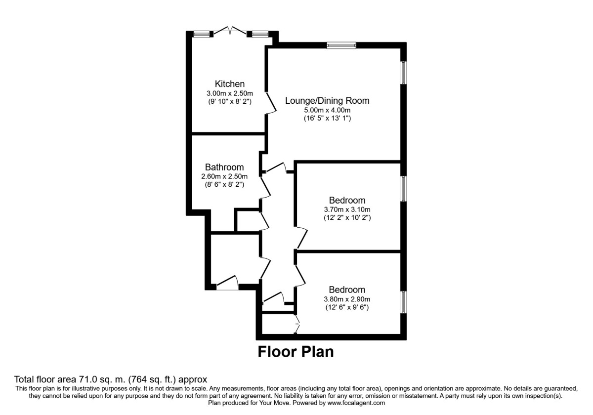 Floorplan of 2 bedroom Flat for sale, London Road, Maidstone, Kent, ME16