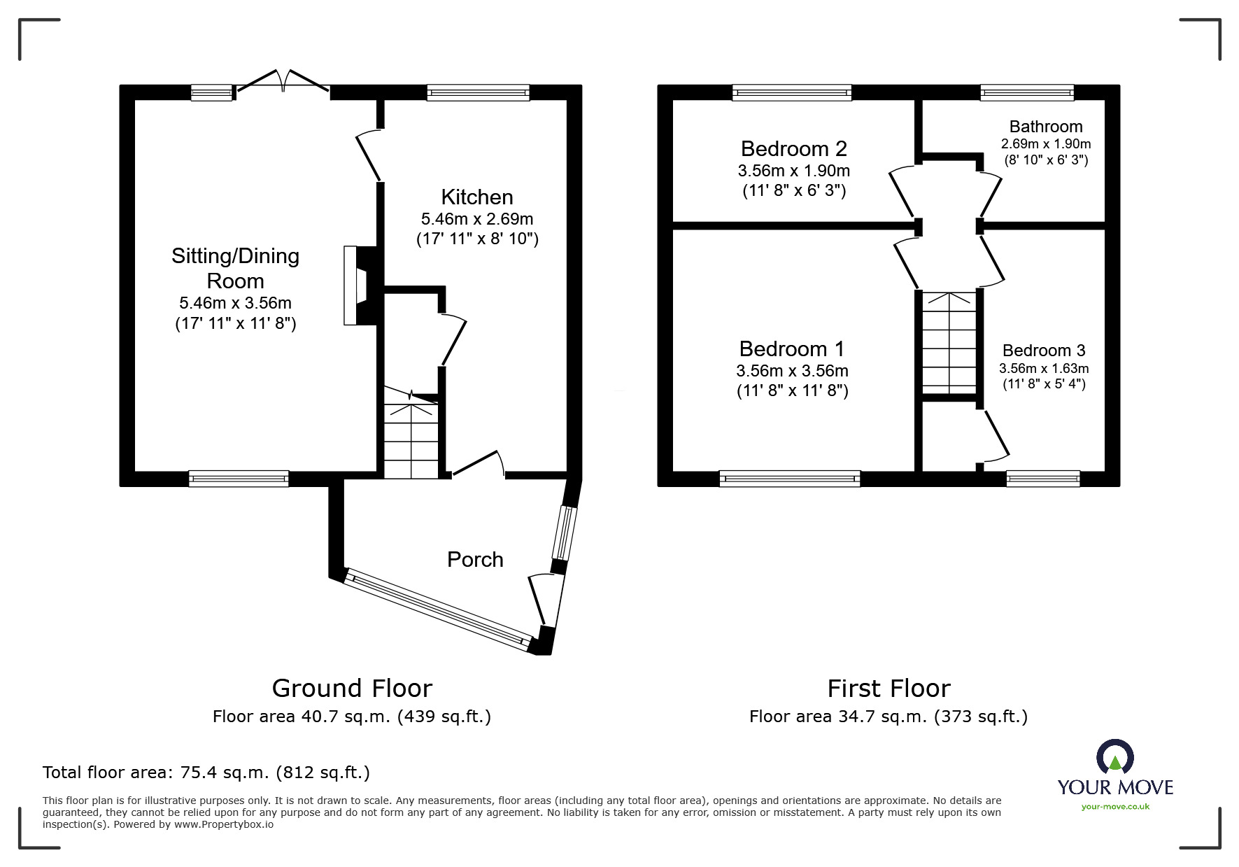 Floorplan of 3 bedroom Mid Terrace House for sale, Highland Road, Maidstone, Kent, ME15