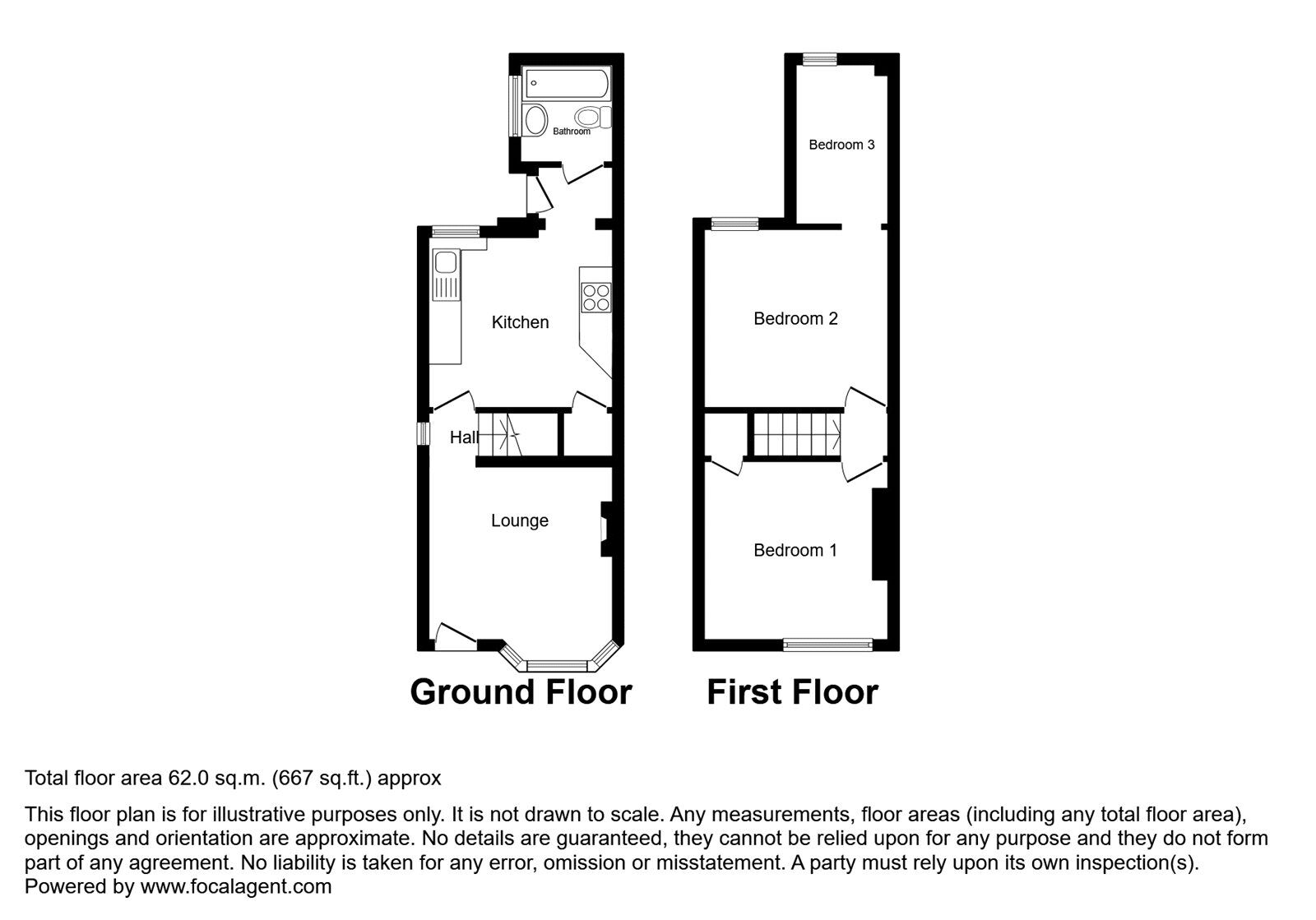 Floorplan of 3 bedroom Mid Terrace House for sale, Charlton Street, Maidstone, Kent, ME16