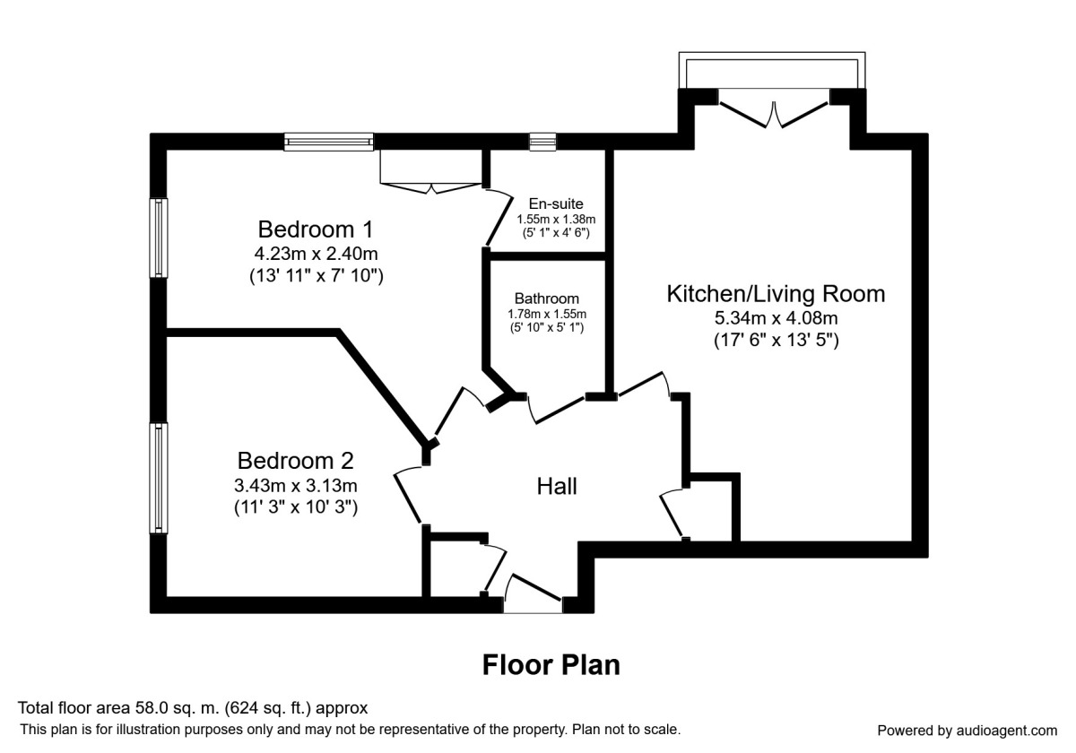 Floorplan of 2 bedroom Flat for sale, Parsley Way, Maidstone, Kent, ME16