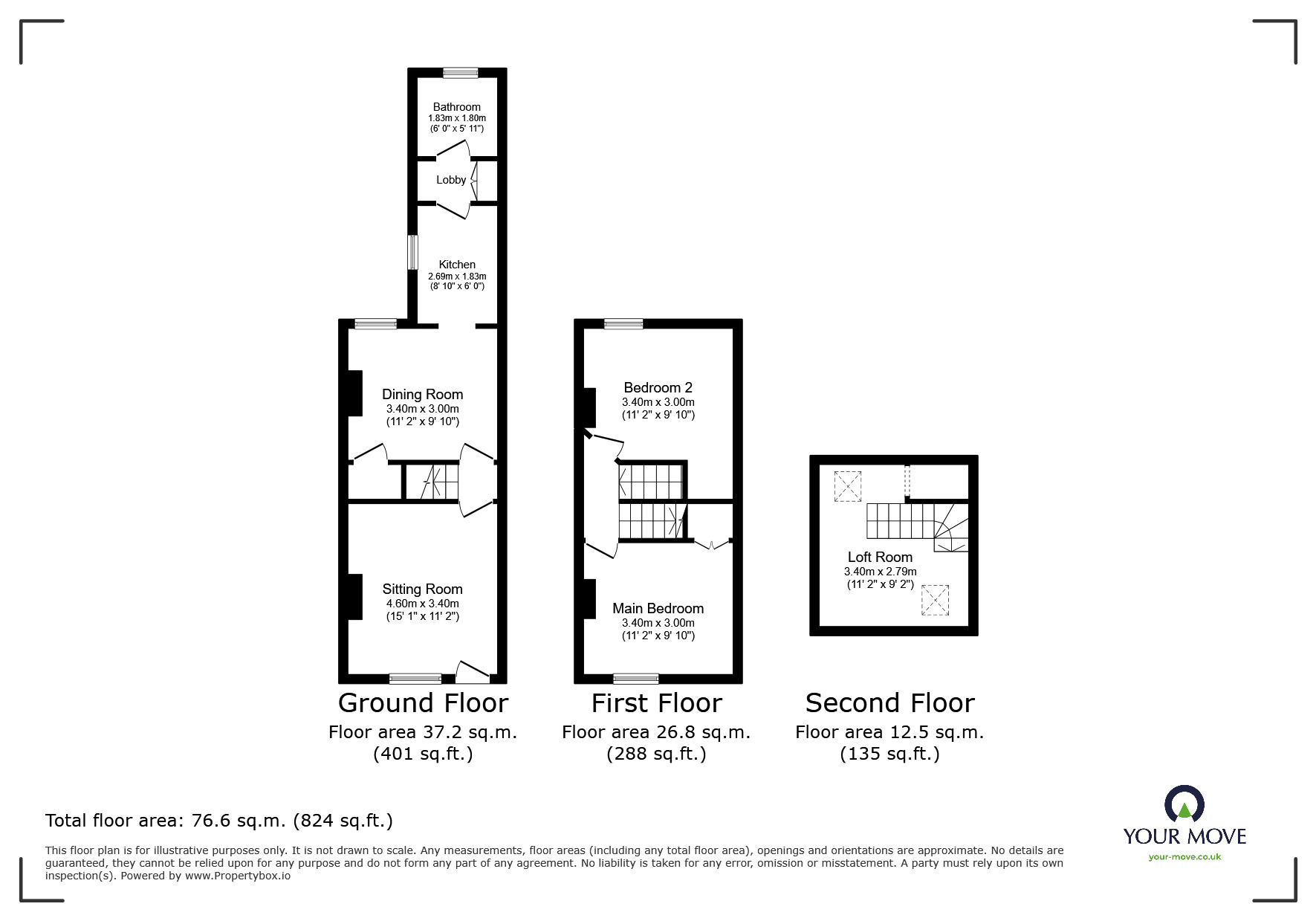 Floorplan of 2 bedroom Mid Terrace House for sale, Belgrave Street, Eccles, Kent, ME20