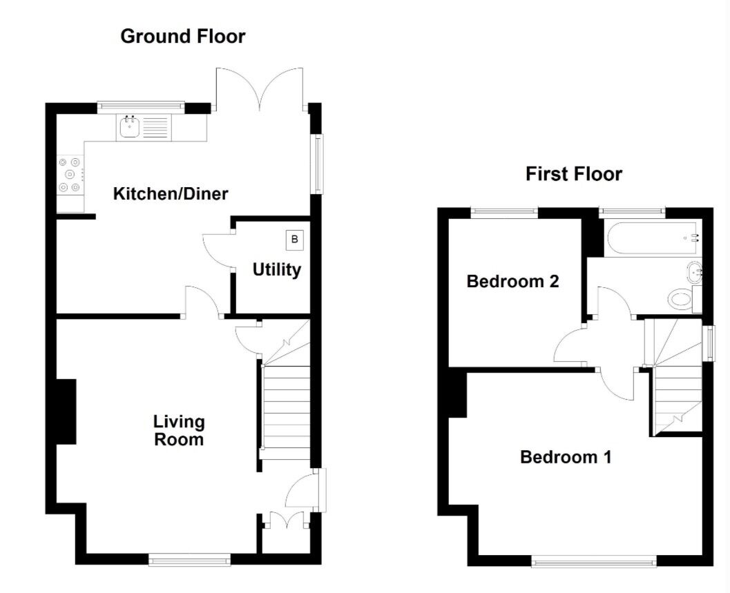 Floorplan of 2 bedroom End Terrace House for sale, Edna Road, Maidstone, Kent, ME14