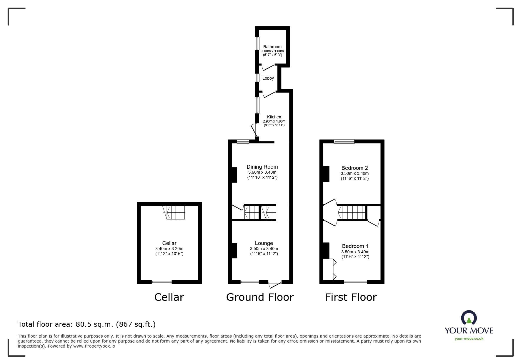 Floorplan of 2 bedroom House for sale, Foley Street, Maidstone, Kent, ME14