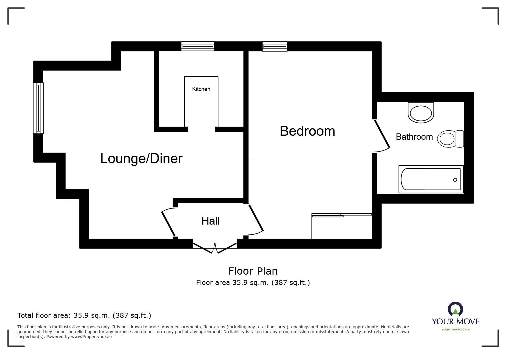 Floorplan of 1 bedroom Flat for sale, London Road, Maidstone, Kent, ME16