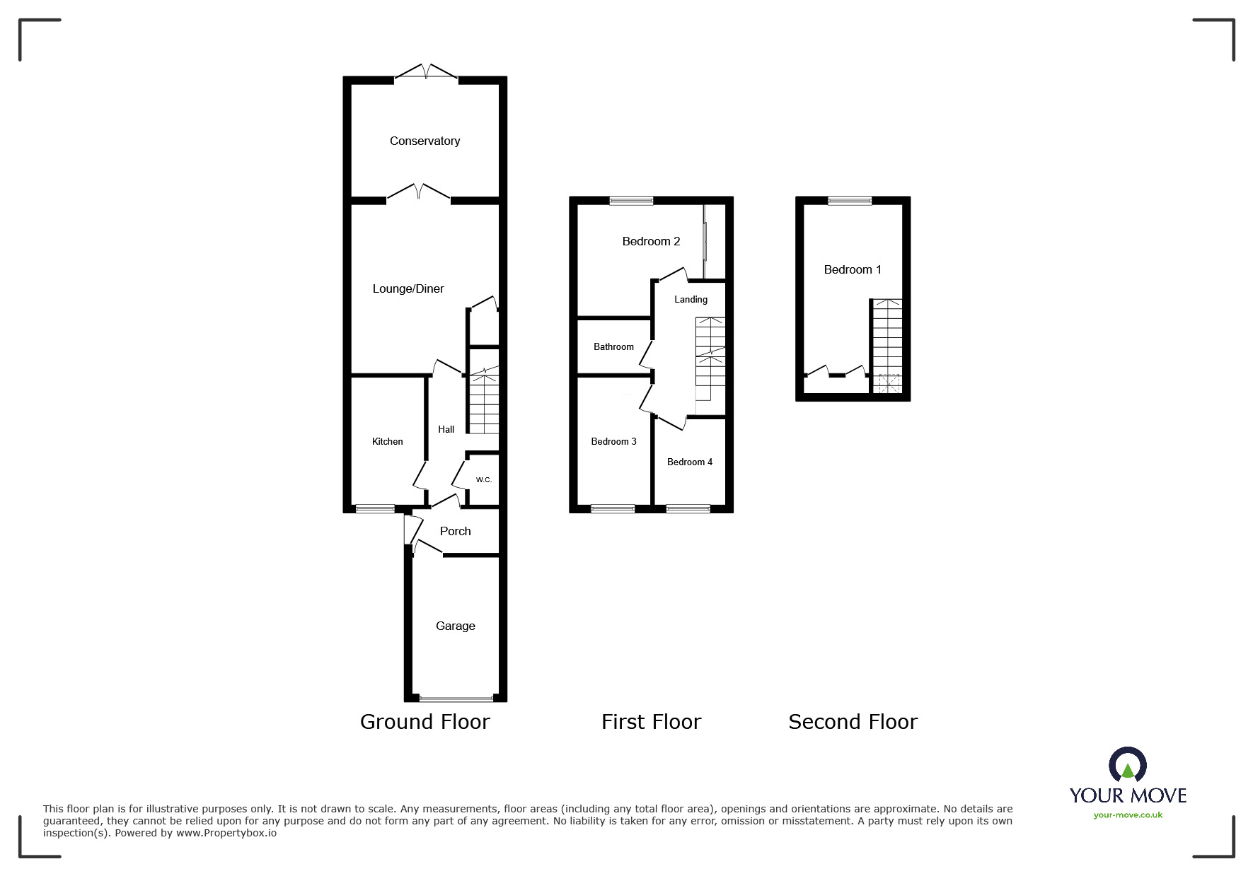 Floorplan of 4 bedroom Mid Terrace House for sale, Hillary Road, Penenden Heath, Kent, ME14