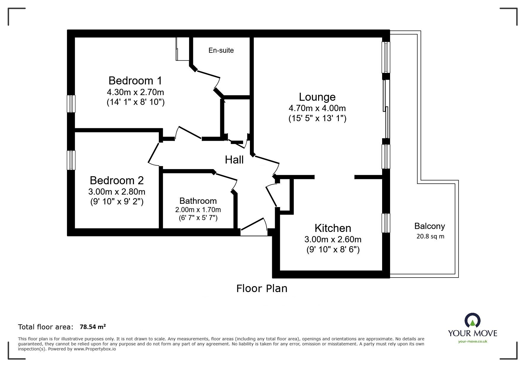 Floorplan of 2 bedroom Flat for sale, Kingfisher Meadow, Maidstone, Kent, ME16