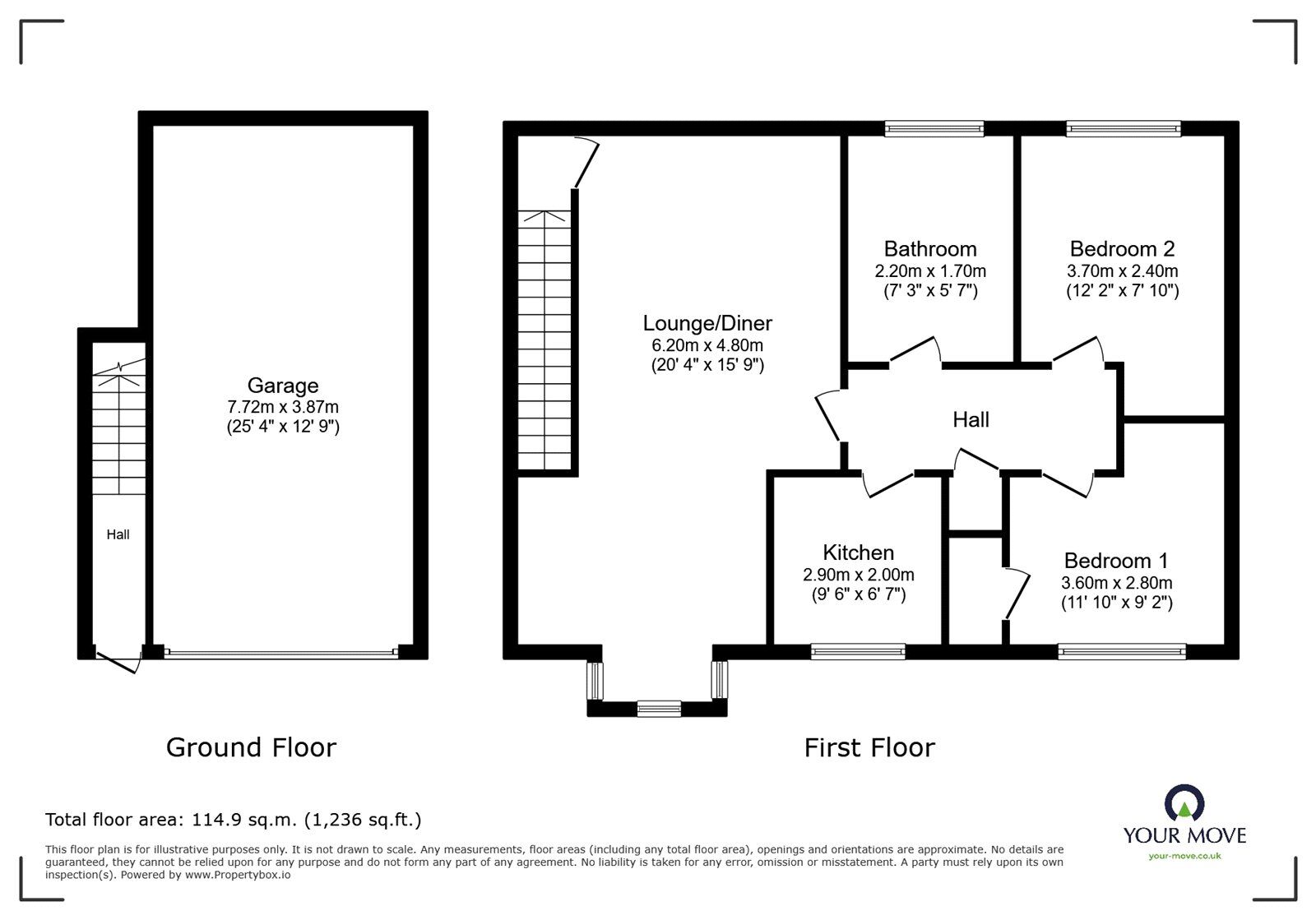 Floorplan of 2 bedroom Flat for sale, Edelin Road, Bearsted, Kent, ME14