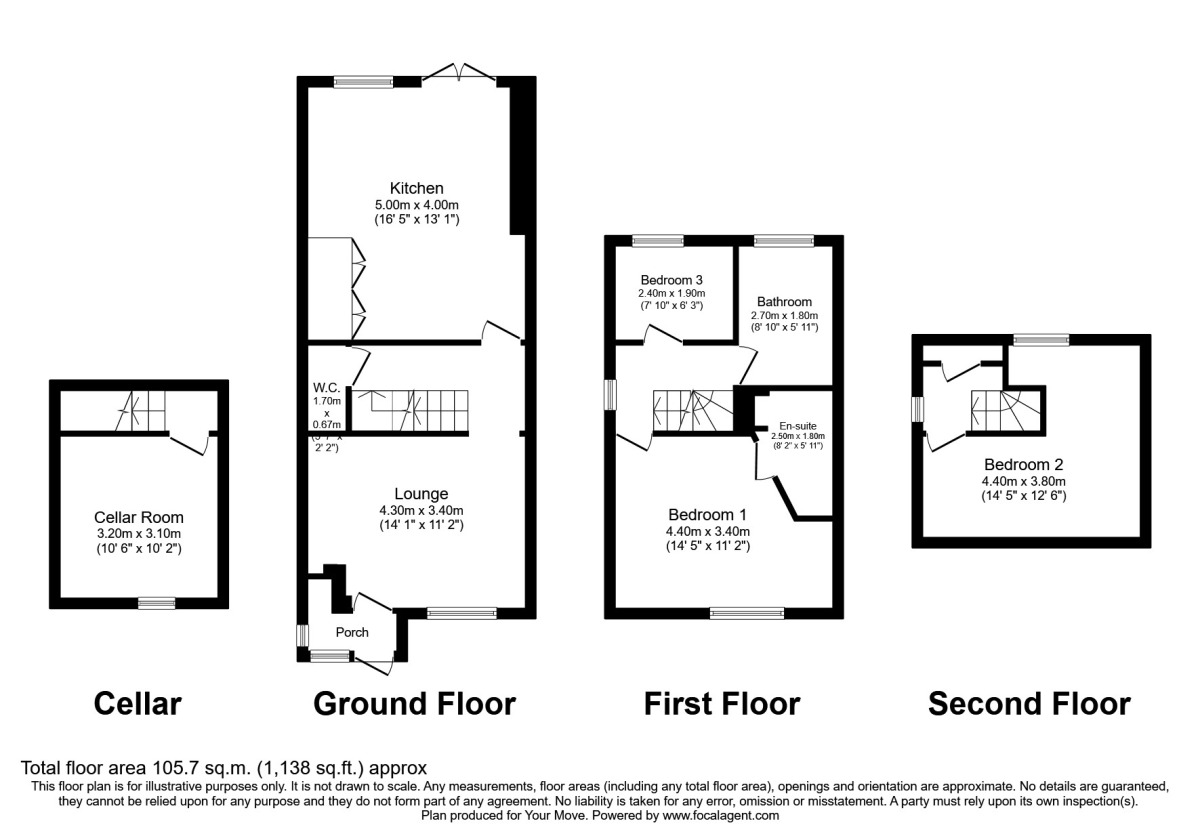 Floorplan of 3 bedroom End Terrace House for sale, Loose Road, Maidstone, Kent, ME15