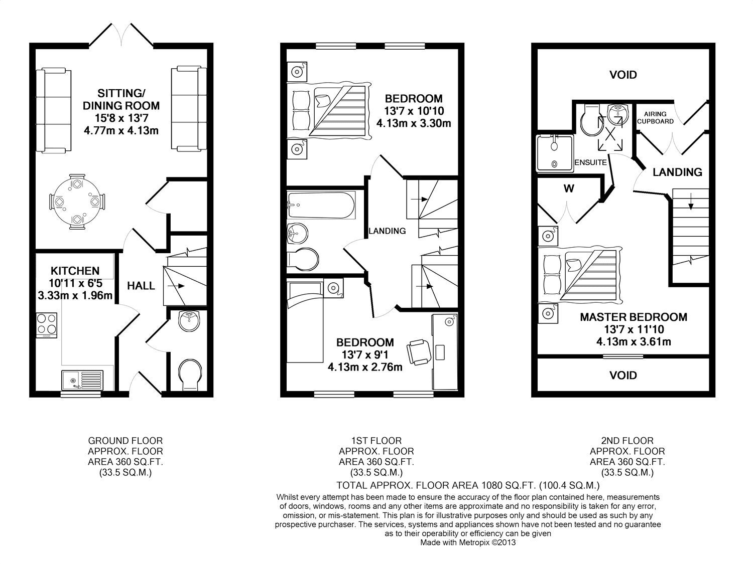 Floorplan of 3 bedroom Mid Terrace House for sale, Tennison Way, Maidstone, Kent, ME15