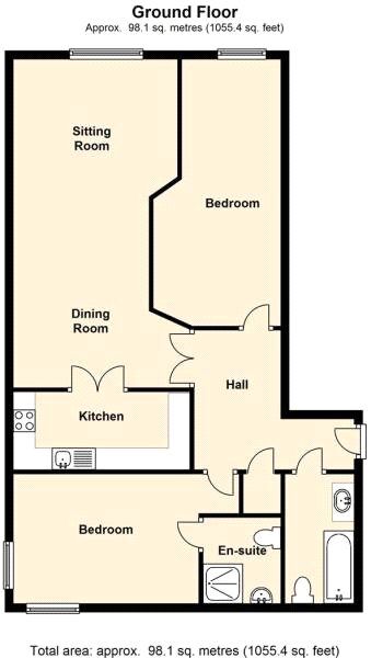 Floorplan of 2 bedroom Flat for sale, St. Peters Street, Maidstone, Kent, ME16