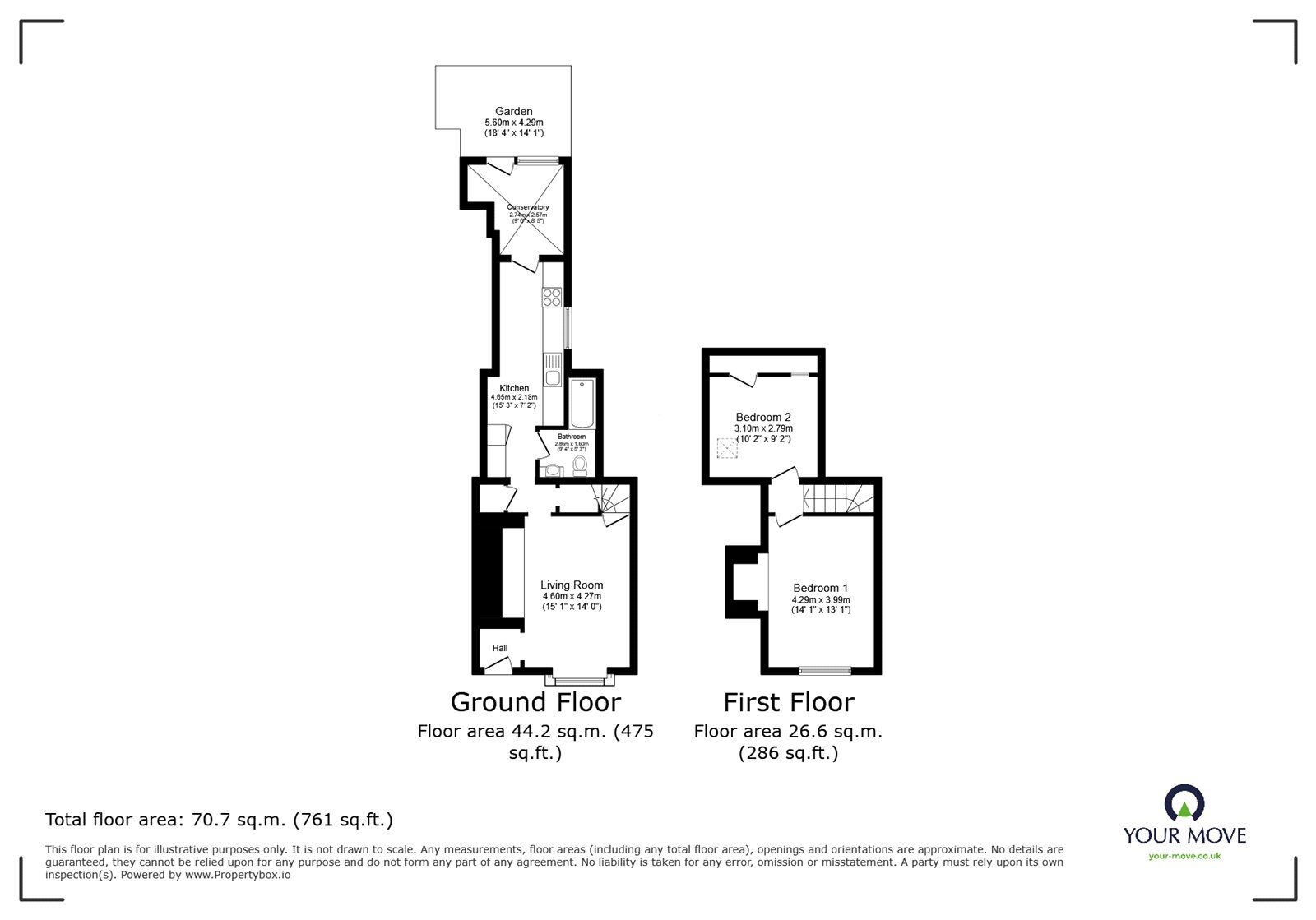 Floorplan of 2 bedroom Mid Terrace House for sale, Headcorn Road, Grafty Green, Kent, ME17