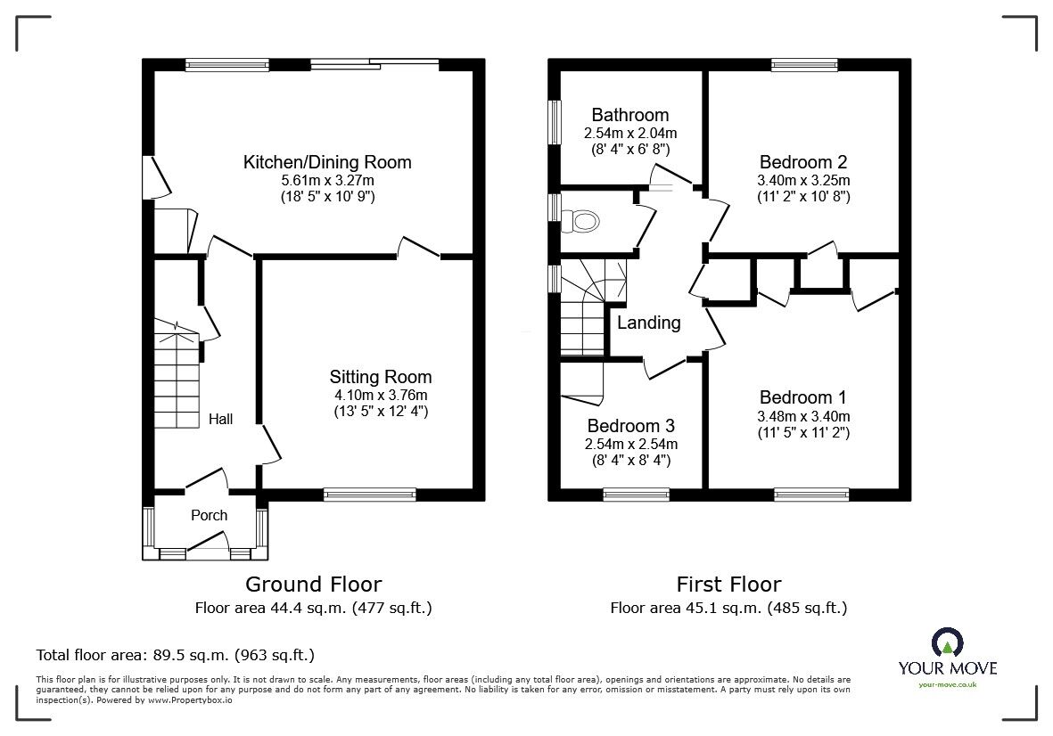 Floorplan of 3 bedroom Semi Detached House for sale, Surrey Road, Maidstone, Kent, ME15