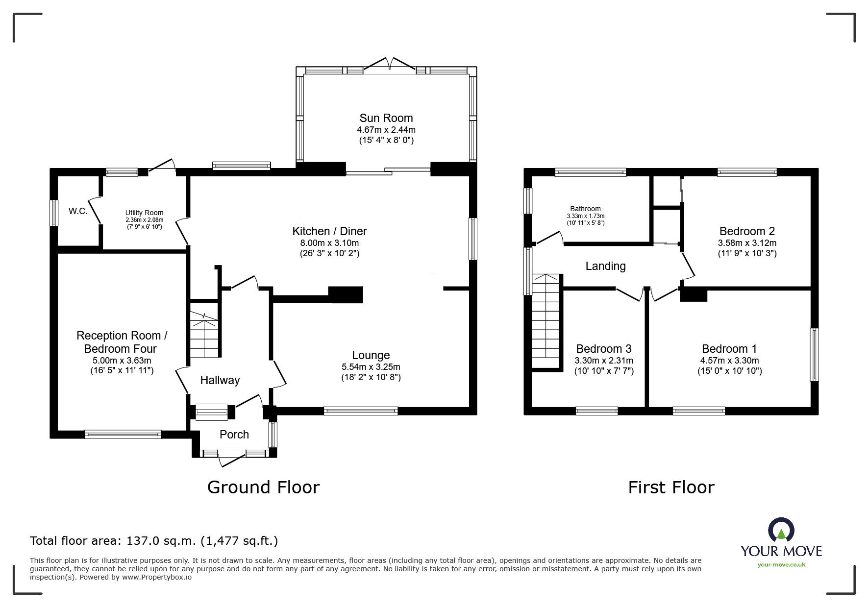 Floorplan of 4 bedroom Detached House for sale, Ufton Close, Kent, ME15