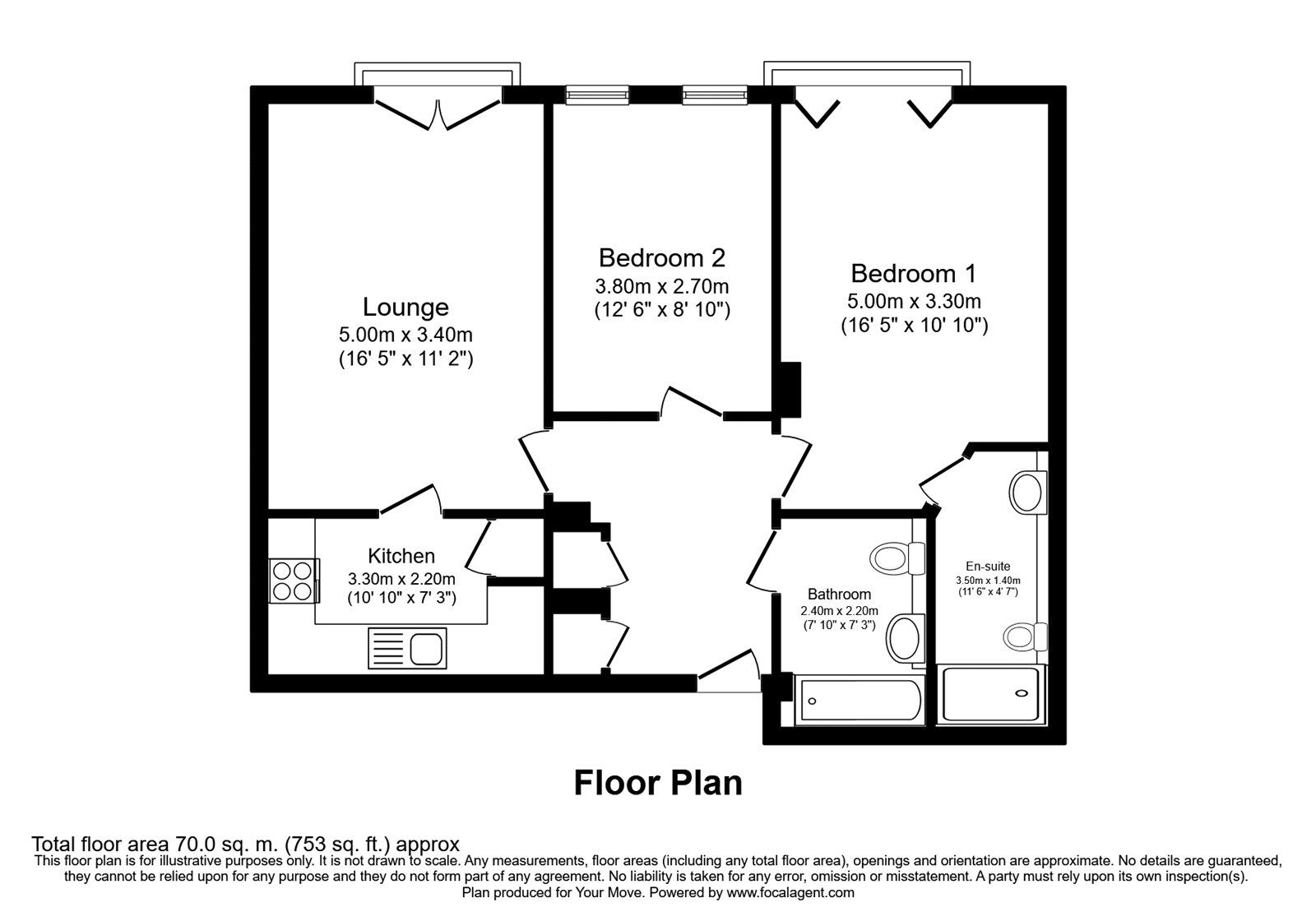 Floorplan of 2 bedroom Flat for sale, St. Peters Street, Maidstone, Kent, ME16