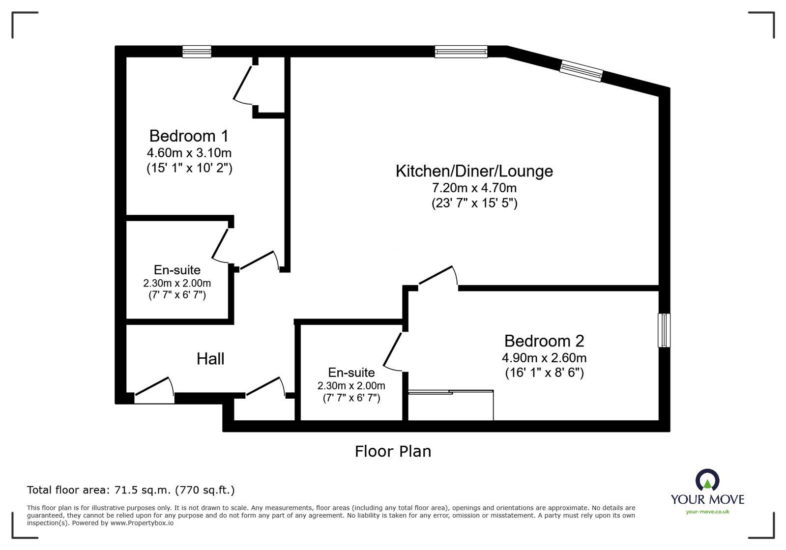 Floorplan of 2 bedroom Flat for sale, Mill Wood, Maidstone, Kent, ME14