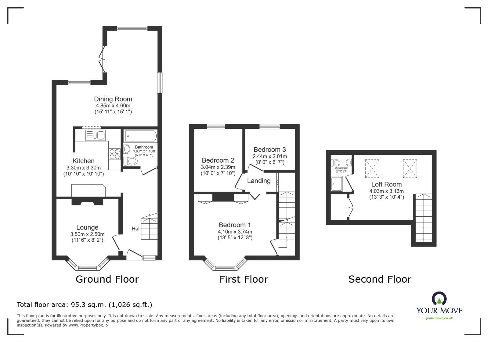 Floorplan of 3 bedroom Mid Terrace House for sale, Edna Road, Maidstone, Kent, ME14