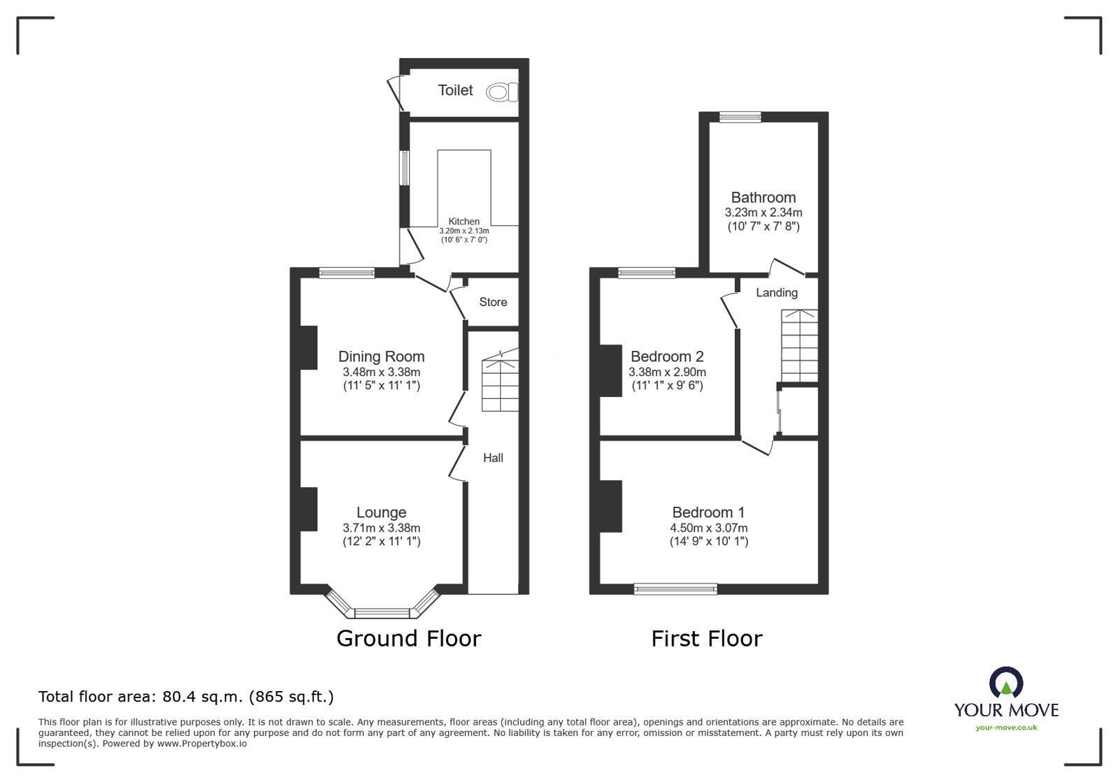 Floorplan of 2 bedroom Mid Terrace House for sale, Campbell Road, Maidstone, Kent, ME15