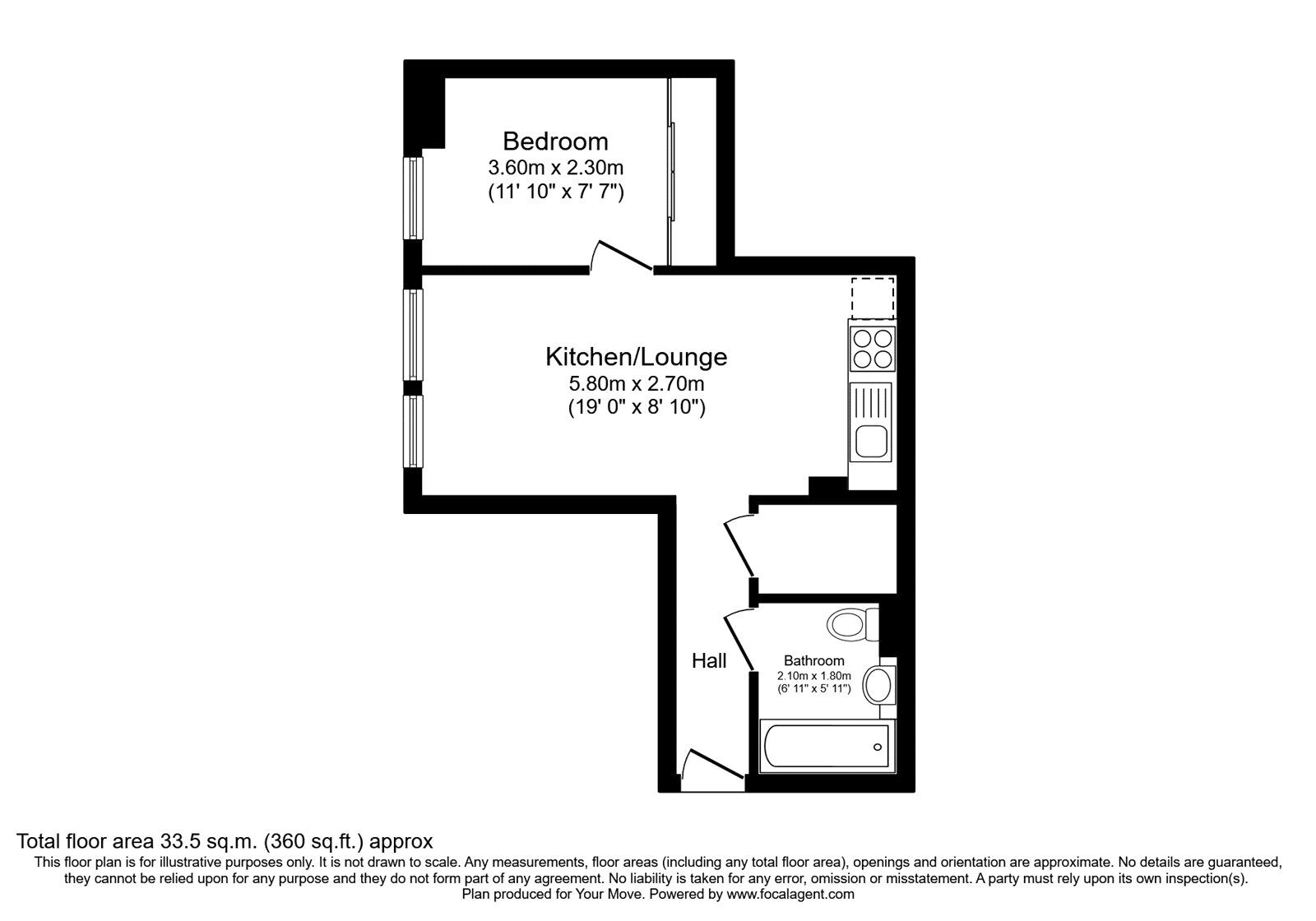 Floorplan of 1 bedroom Flat for sale, Romney Place, Maidstone, Kent, ME15