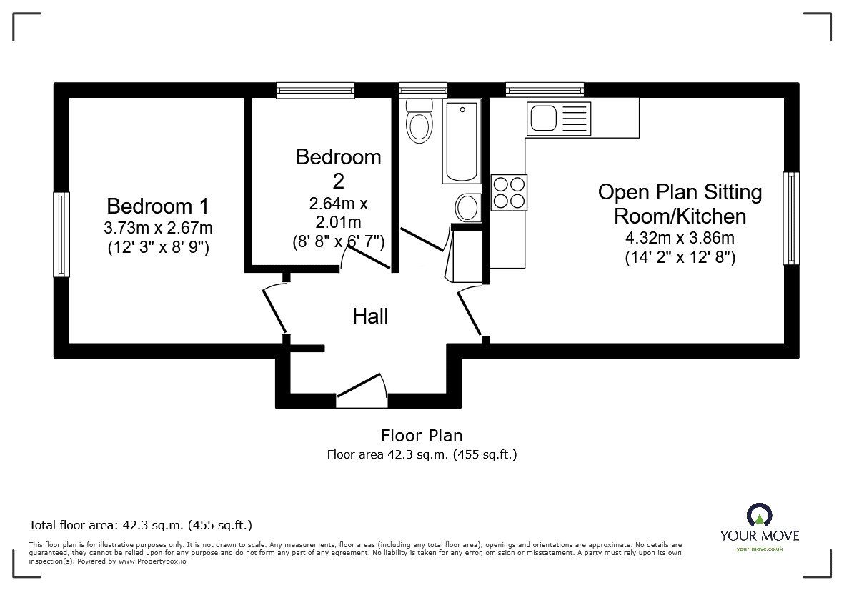Floorplan of 2 bedroom Flat for sale, Boxley Road, Maidstone, Kent, ME14