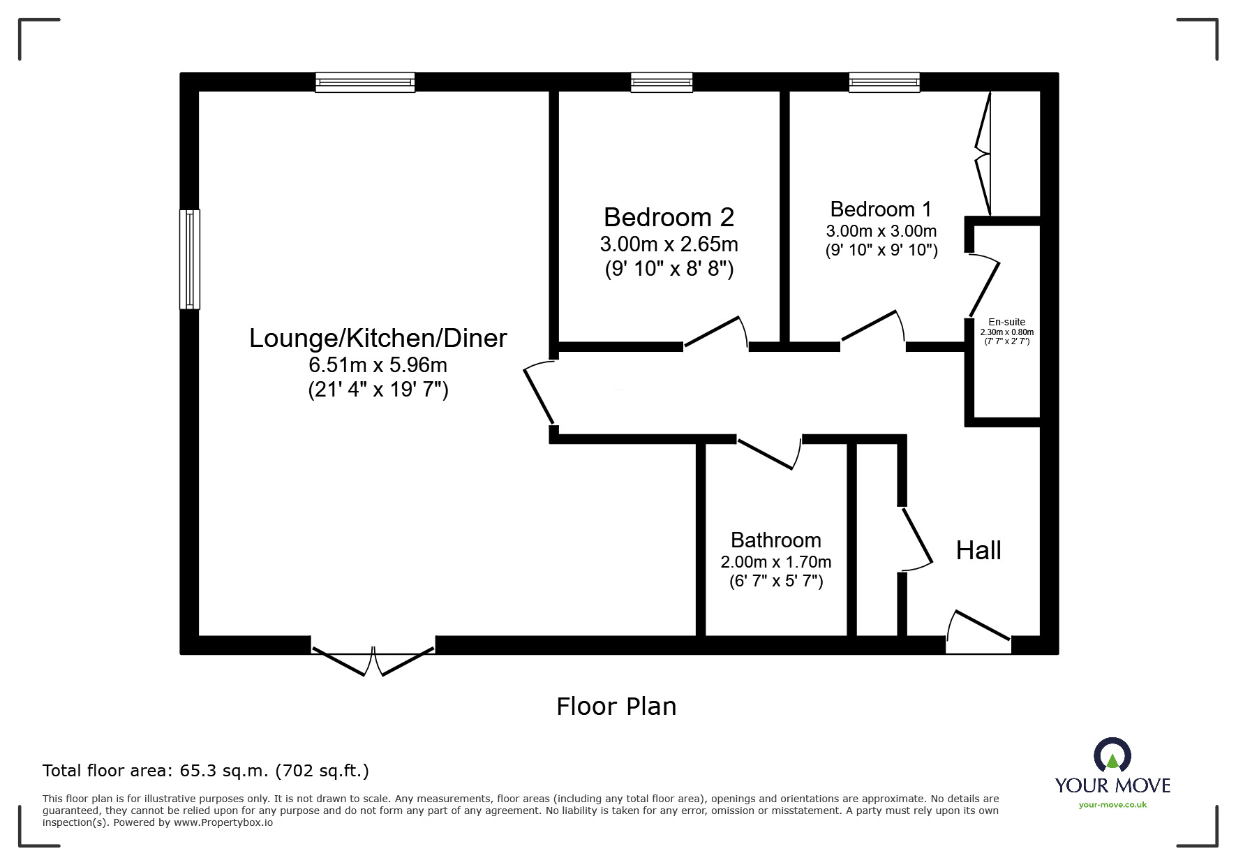 Floorplan of 2 bedroom Flat for sale, Buckland Rise, Maidstone, Kent, ME16