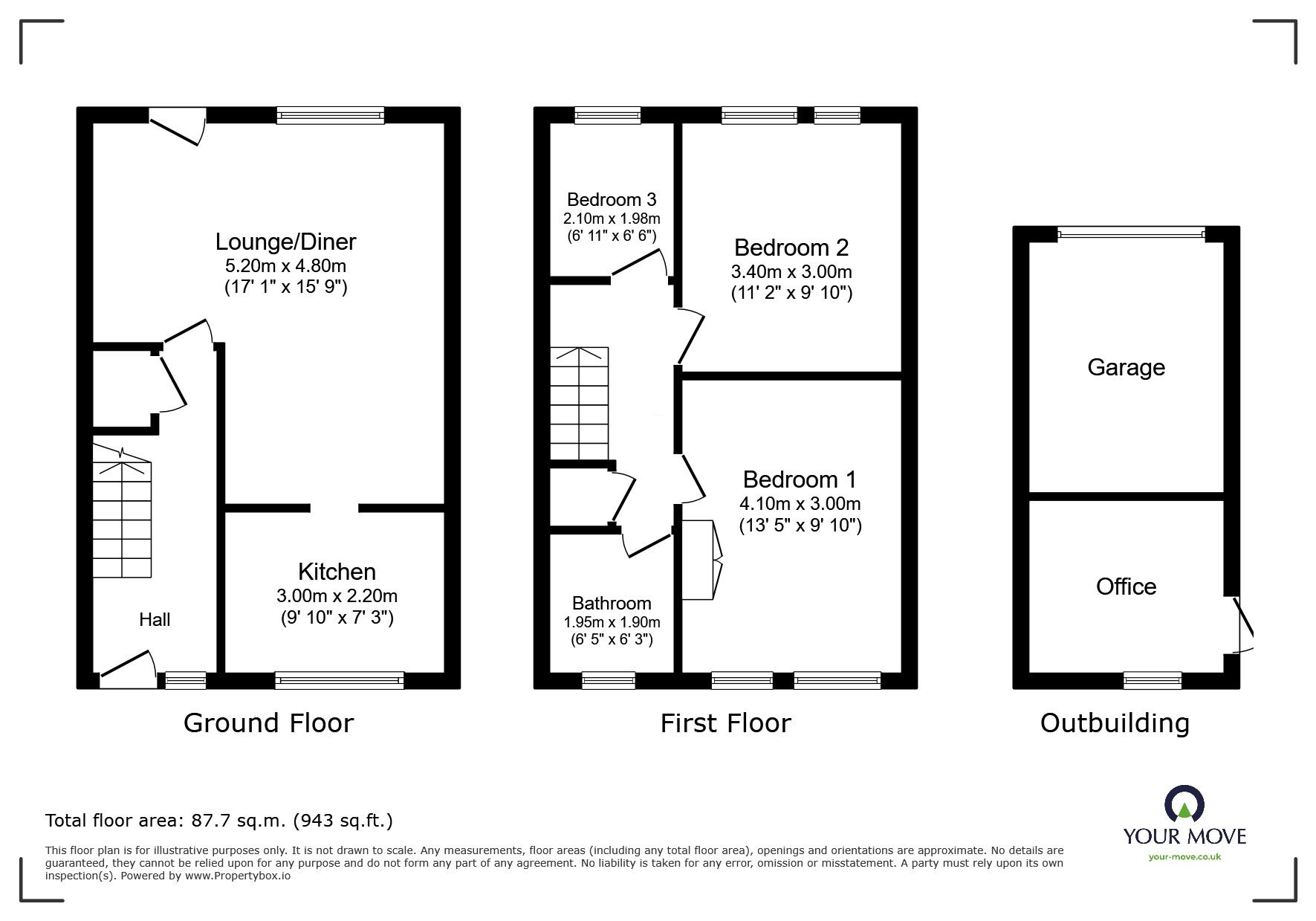 Floorplan of 3 bedroom Mid Terrace House for sale, Challock Walk, Maidstone, Kent, ME14