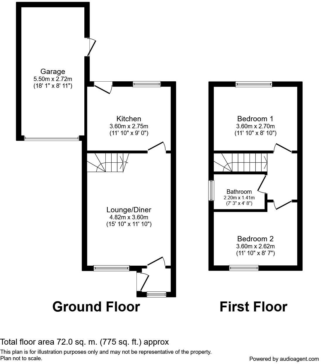Floorplan of 2 bedroom Semi Detached House for sale, Ravens Dane Close, Downswood, Kent, ME15