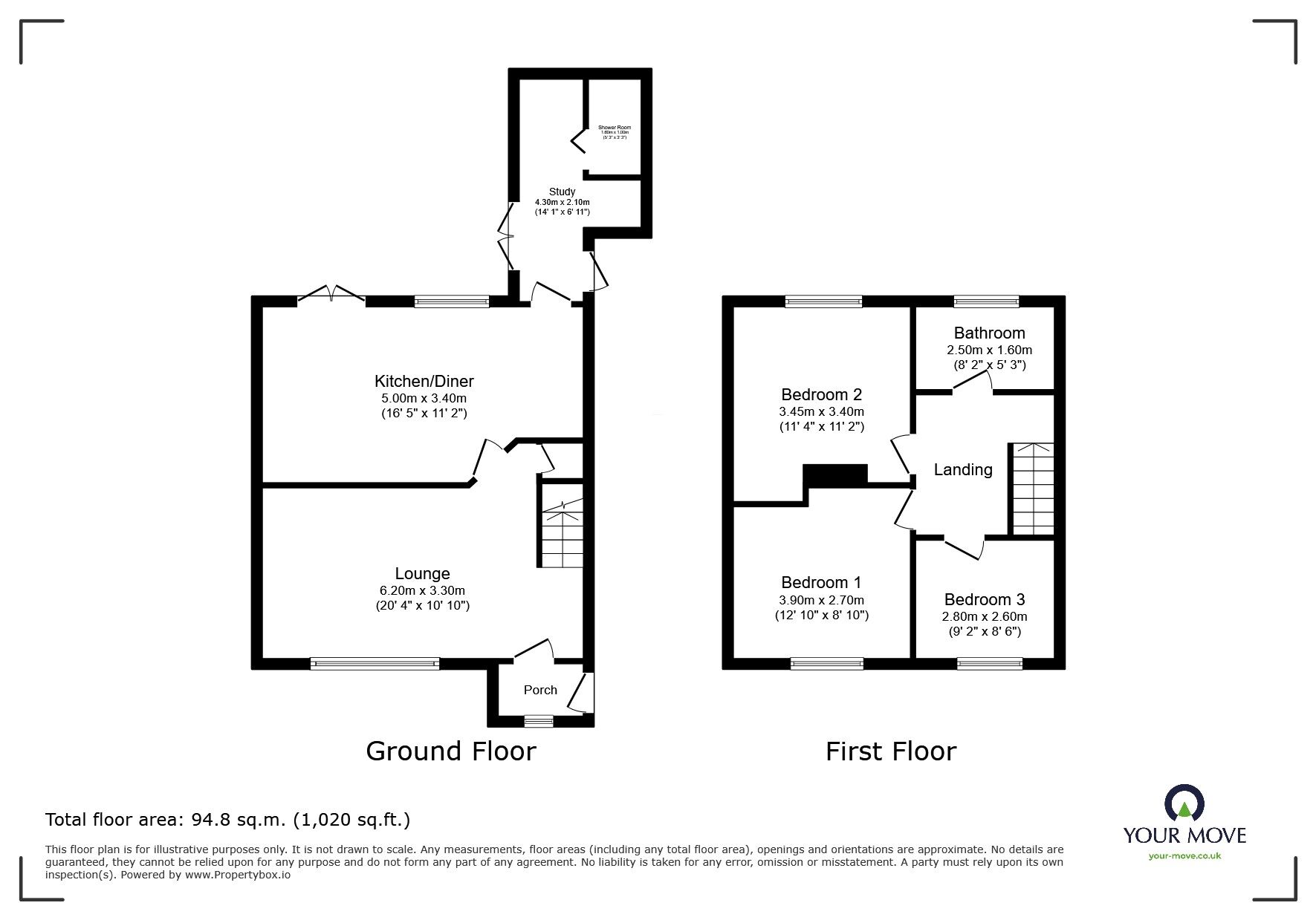 Floorplan of 3 bedroom Mid Terrace House for sale, Essex Road, Maidstone, Kent, ME15