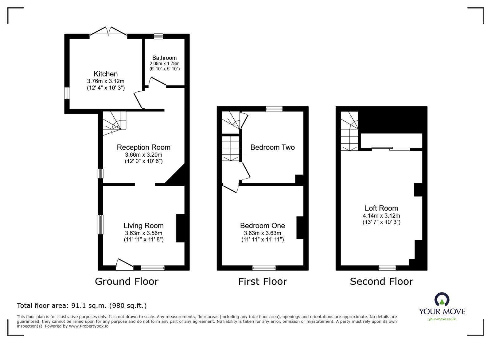 Floorplan of 2 bedroom Semi Detached House for sale, Lees Road, Yalding, Kent, ME18