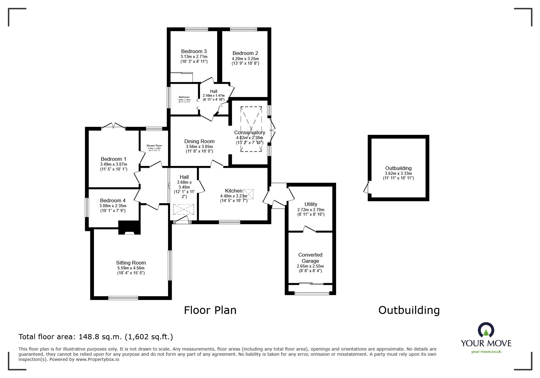 Floorplan of 4 bedroom Detached House for sale, Malling Road, Teston, Kent, ME18