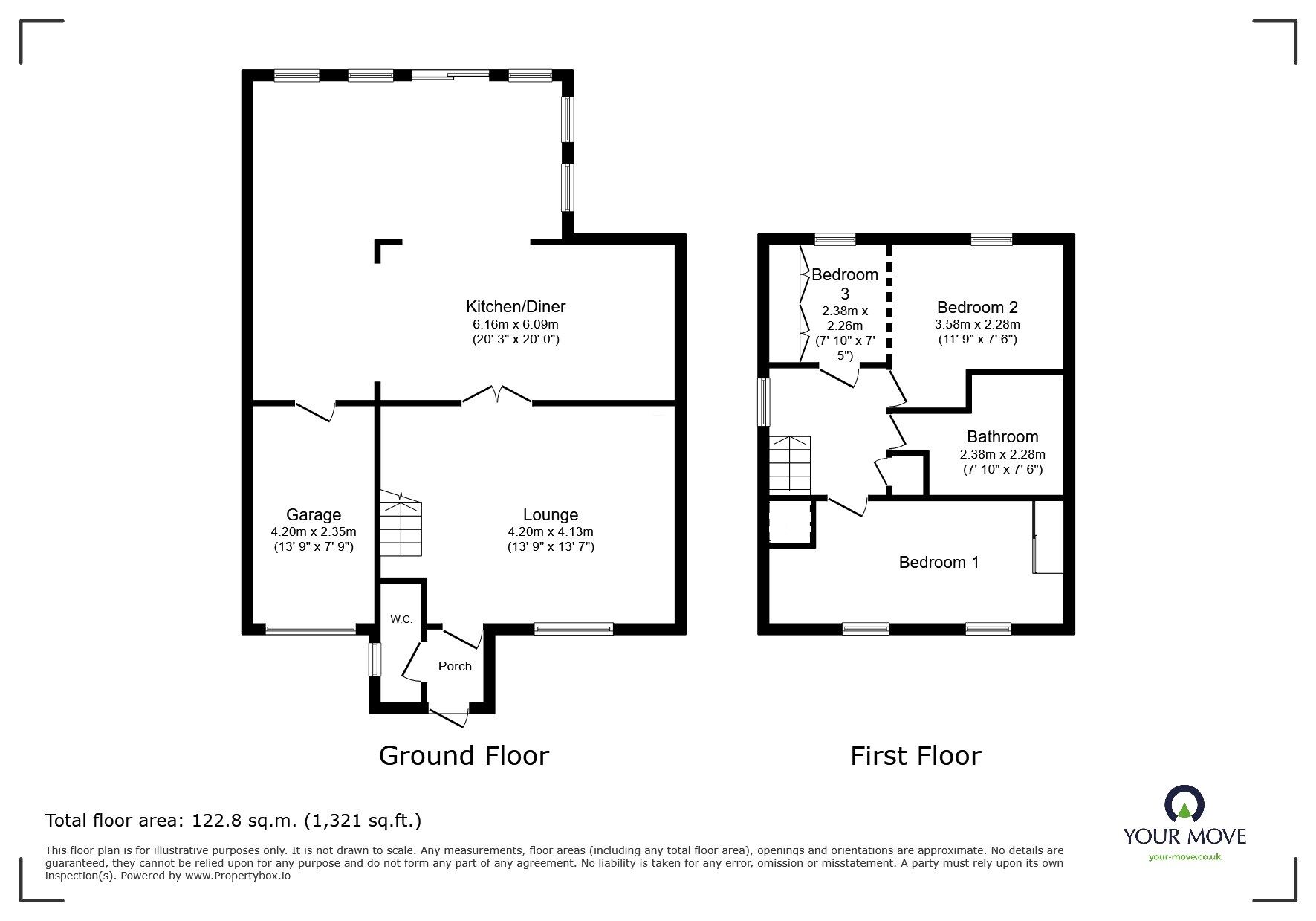 Floorplan of 3 bedroom End Terrace House for sale, The Quern, Maidstone, Kent, ME15