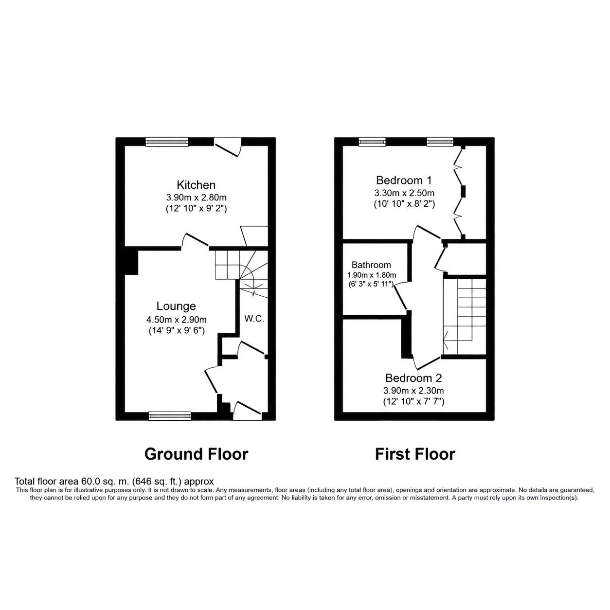 Floorplan of 2 bedroom Mid Terrace House for sale, Tennison Way, Maidstone, Kent, ME15