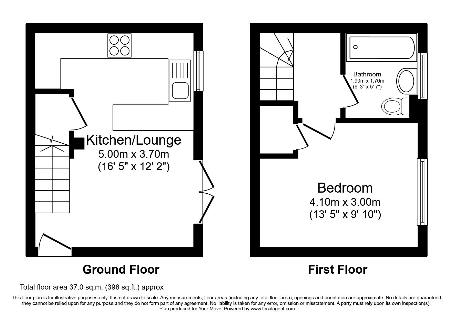 Floorplan of 1 bedroom End Terrace House for sale, Pennine Way, Downswood, Kent, ME15