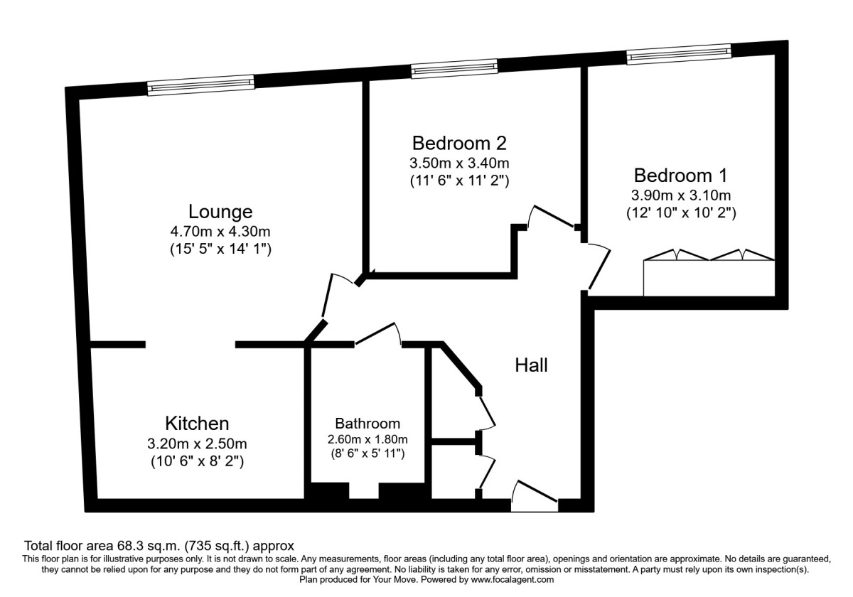 Floorplan of 2 bedroom Flat for sale, Clifford Way, Maidstone, Kent, ME16