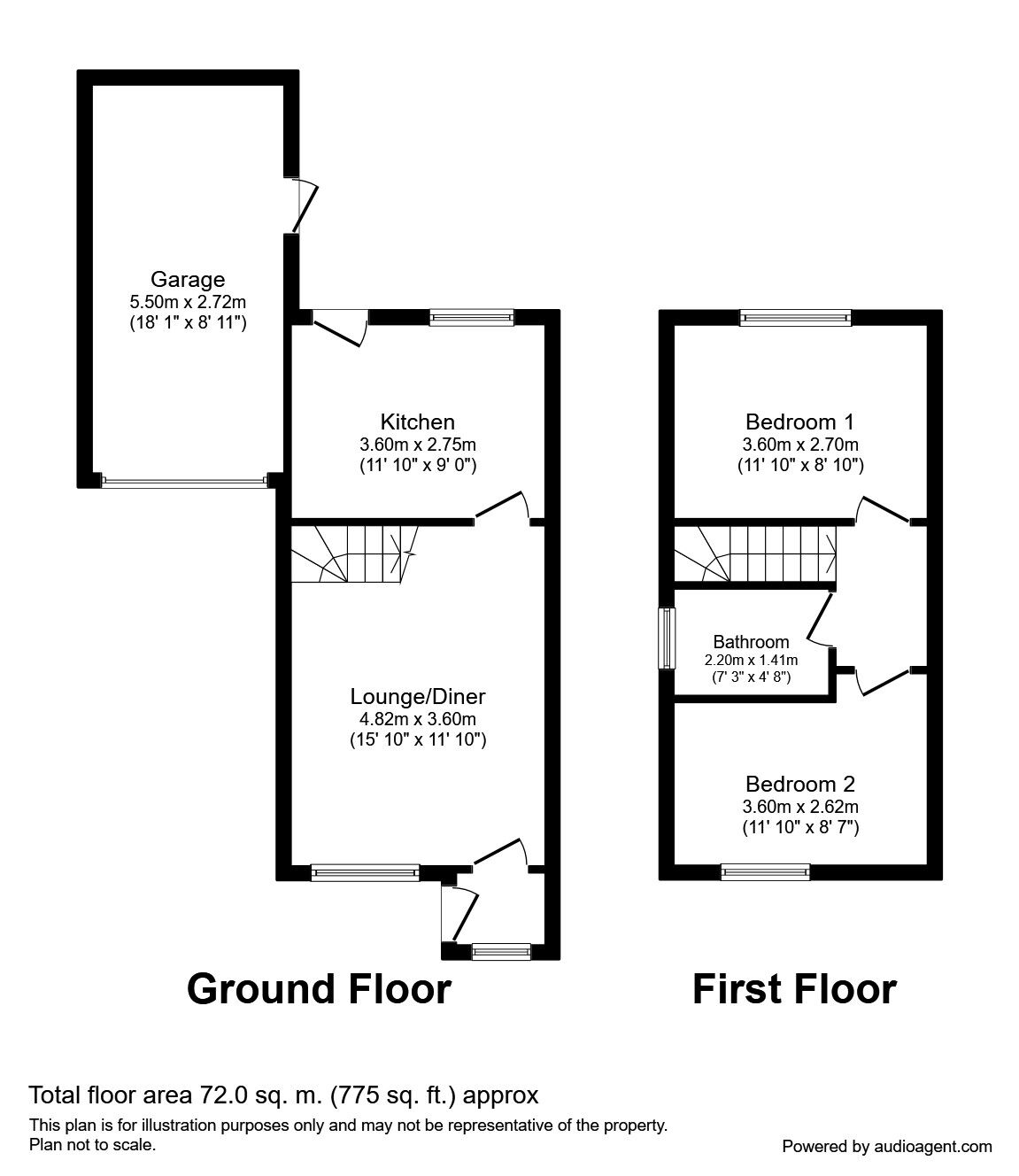 Floorplan of 2 bedroom Semi Detached House to rent, Ravens Dane Close, Downswood, Kent, ME15
