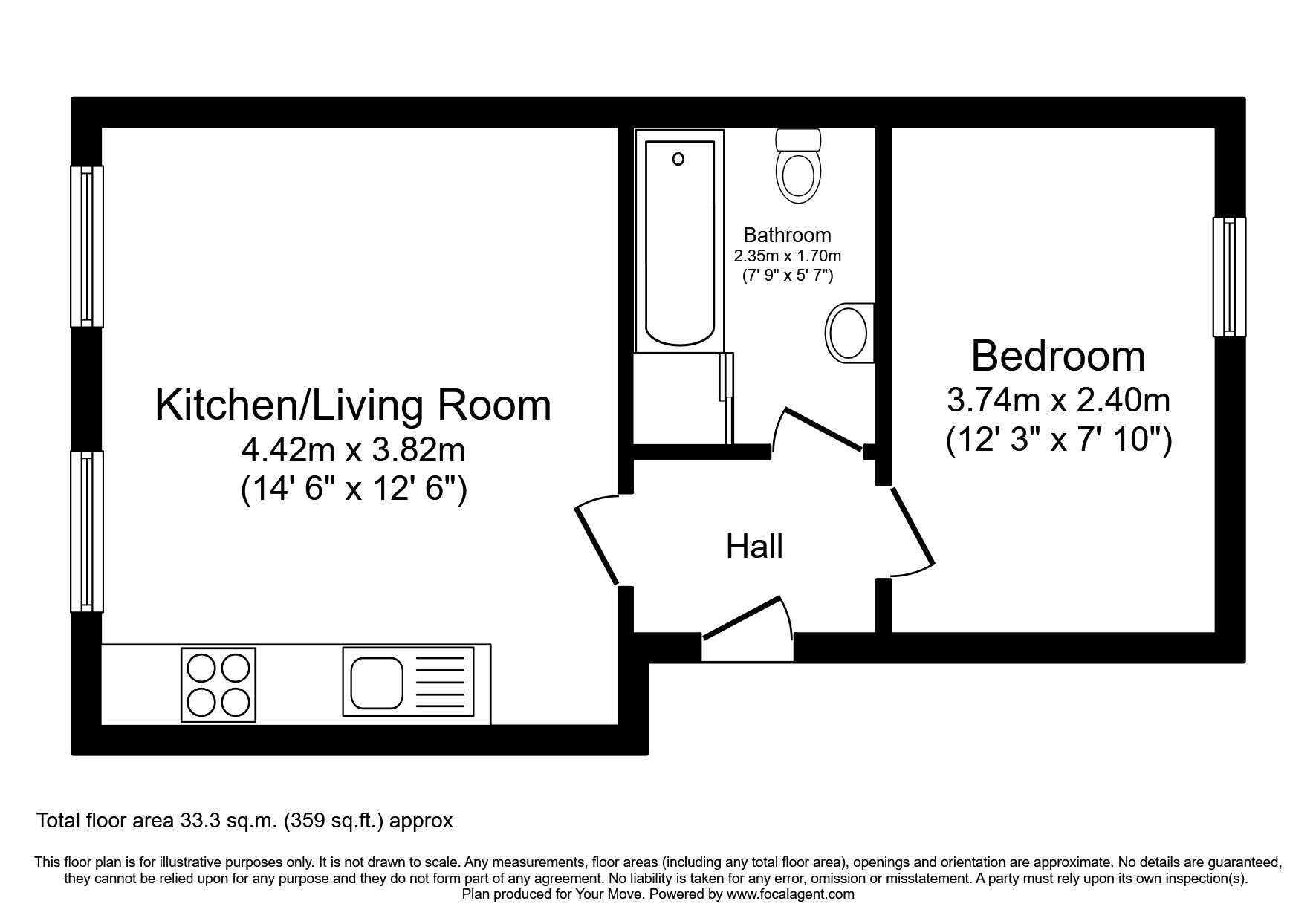 Floorplan of 1 bedroom  Flat to rent, Wharf Street, Montrose, Angus, DD10
