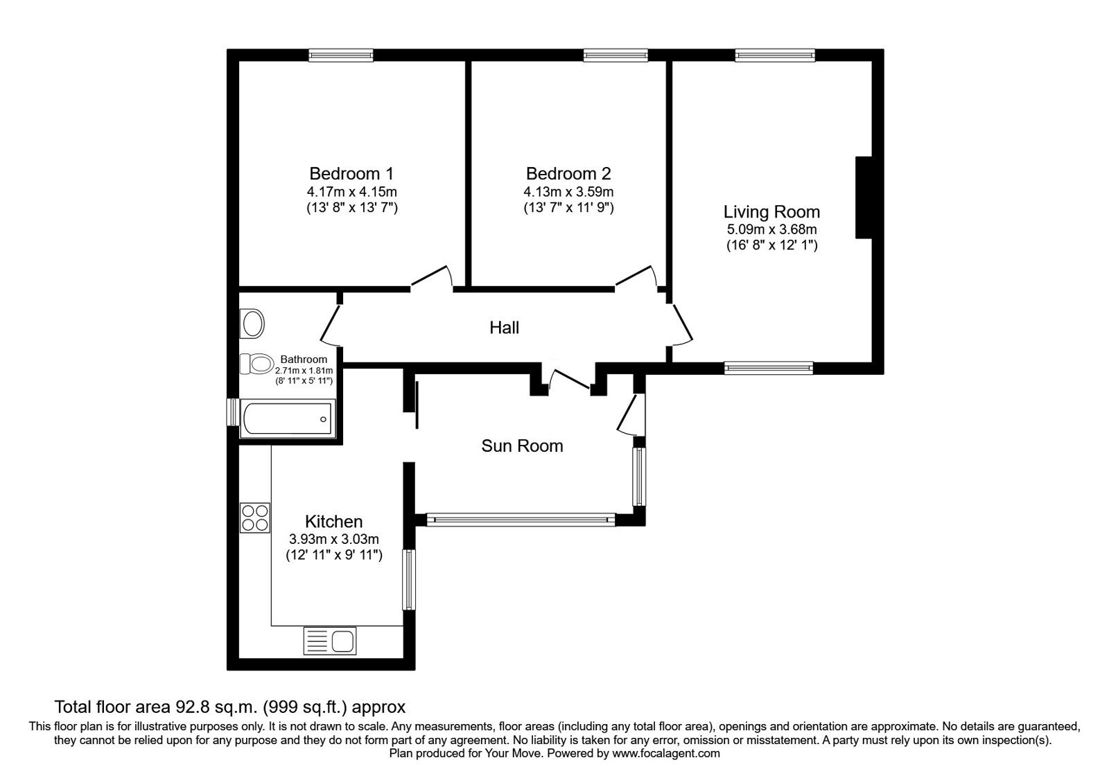 Floorplan of 2 bedroom Link Detached Bungalow for sale, Wellgreen, St. Cyrus, Aberdeenshire, DD10