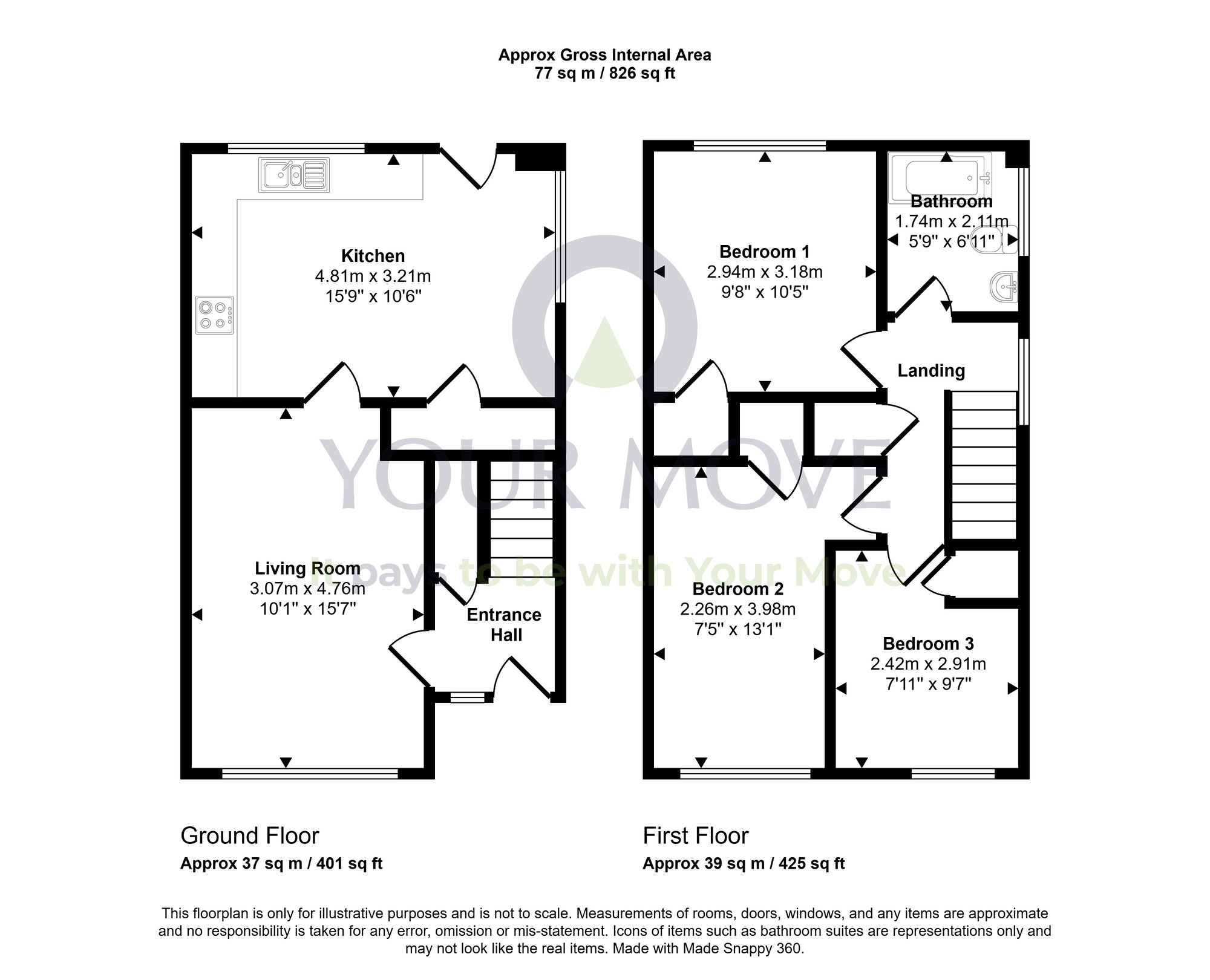 Floorplan of 3 bedroom Semi Detached House for sale, Inchbrayock Road, Ferryden, Angus, DD10