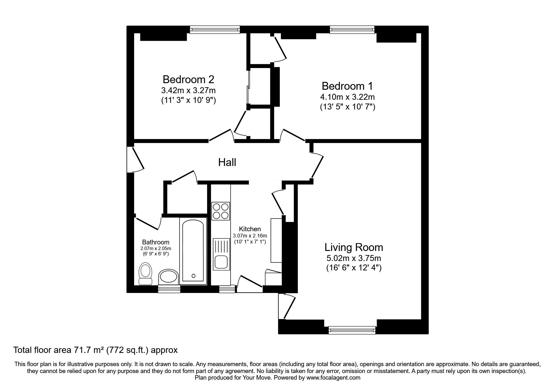 Floorplan of 2 bedroom  Flat for sale, North Street, Montrose, Angus, DD10