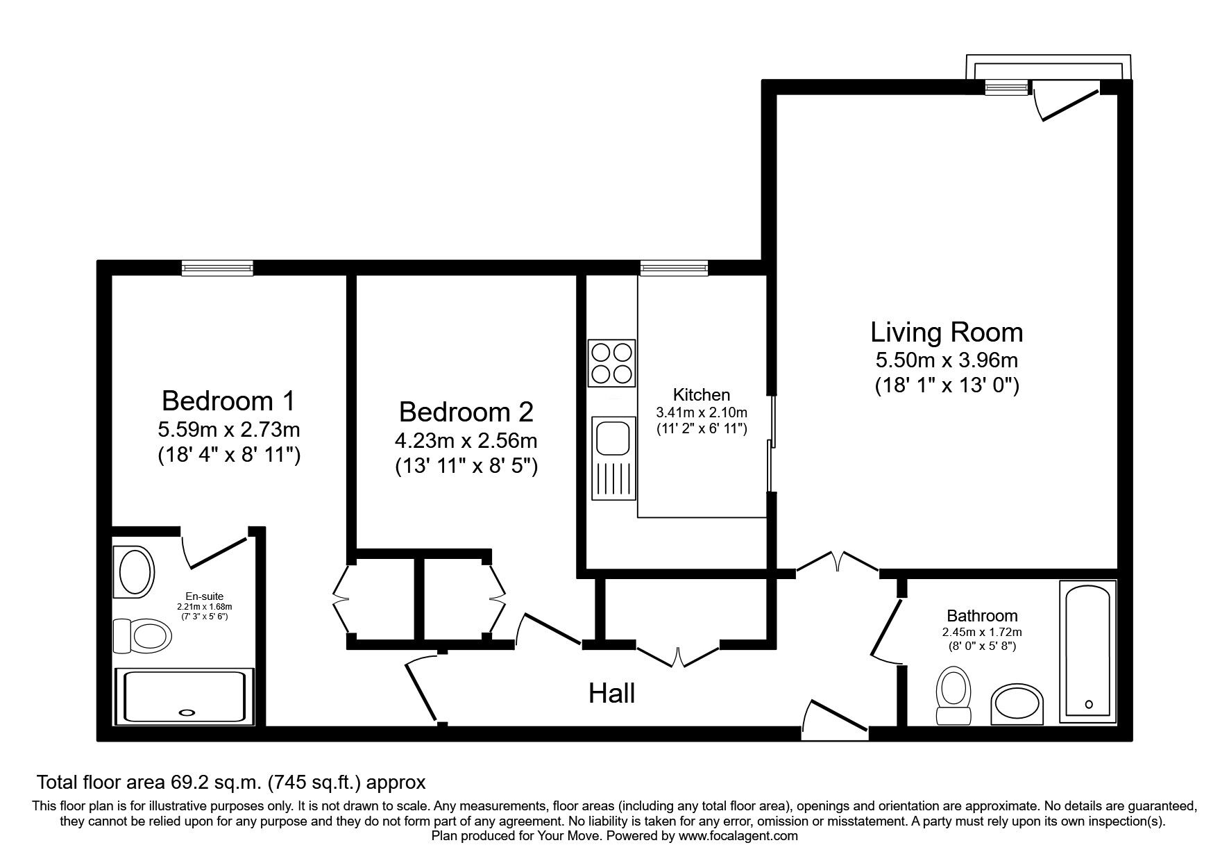 Floorplan of 2 bedroom  Flat for sale, Links Parade, Carnoustie, Angus, DD7