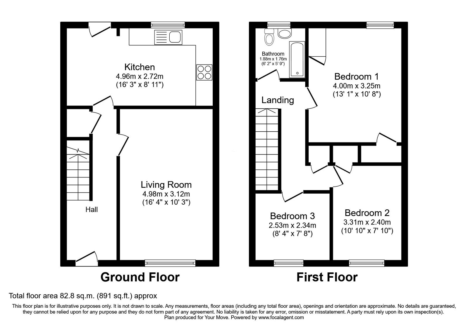 Floorplan of 3 bedroom Mid Terrace House for sale, Aulton Way, Montrose, Angus, DD10