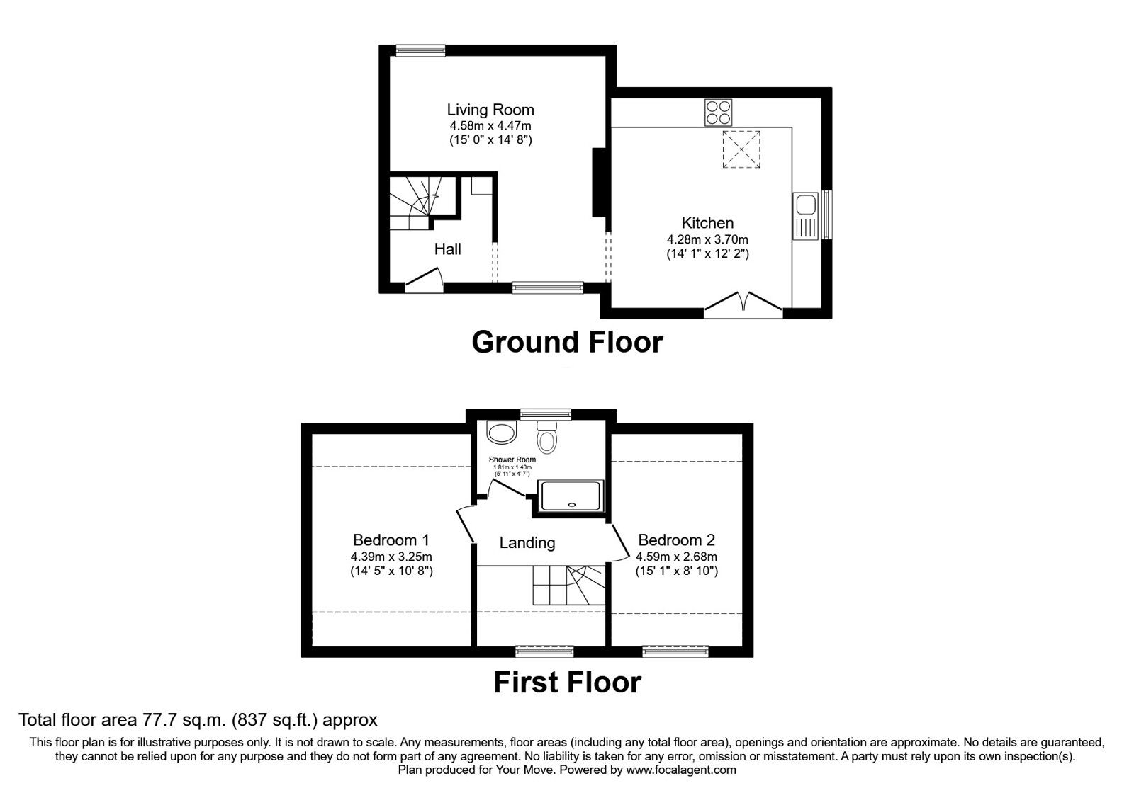 Floorplan of 2 bedroom Semi Detached House for sale, Seaview Terrace, Johnshaven, Aberdeenshire, DD10