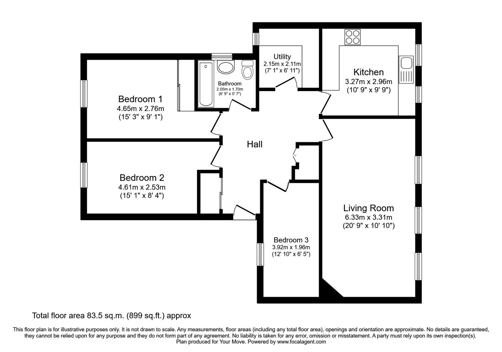 Floorplan of 3 bedroom  Flat for sale, Shoretack Court, Gourdon, Aberdeenshire, DD10