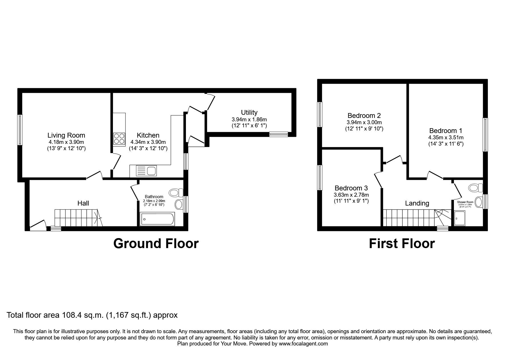 Floorplan of 3 bedroom Semi Detached House for sale, Laurencekirk, Aberdeenshire, AB30