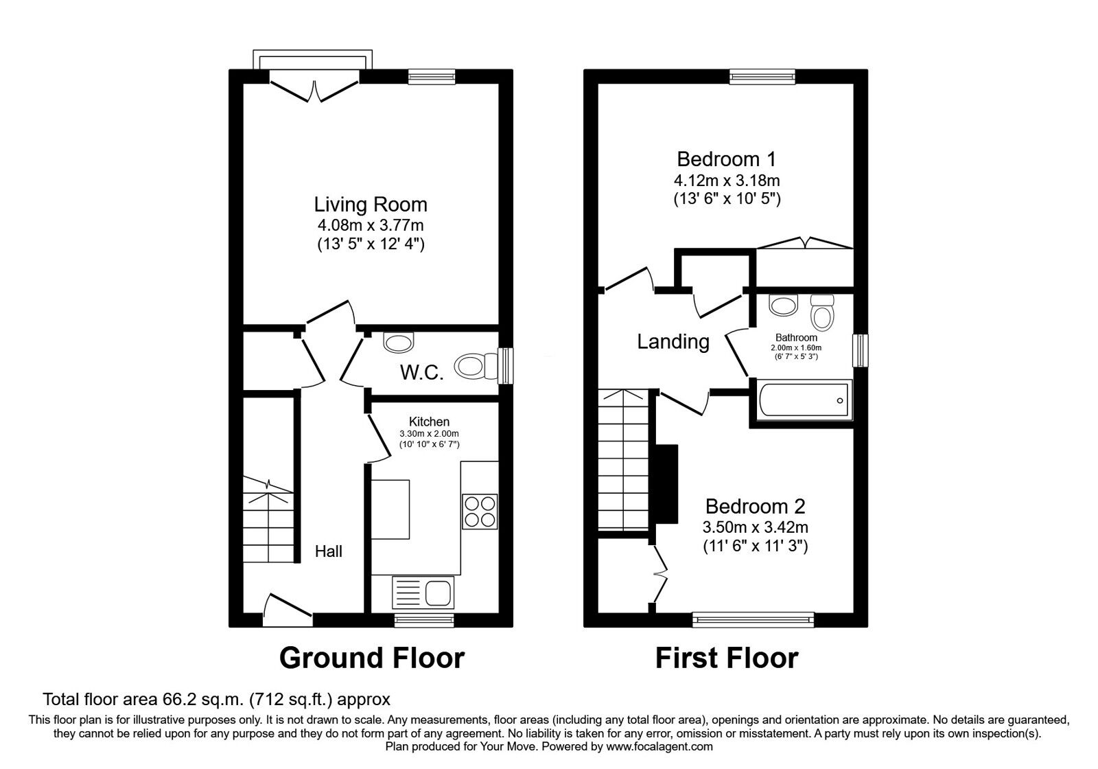 Floorplan of 2 bedroom Semi Detached House for sale, Moonlight Gardens, Arbroath, Angus, DD11