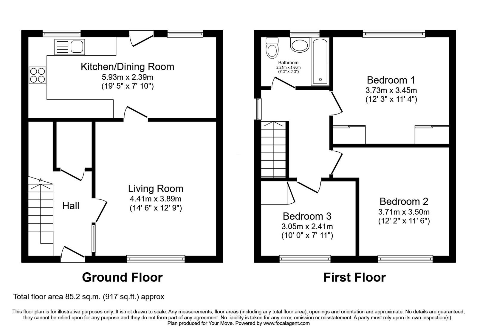 Floorplan of 3 bedroom Semi Detached House for sale, Westfield Crescent, Forfar, Angus, DD8