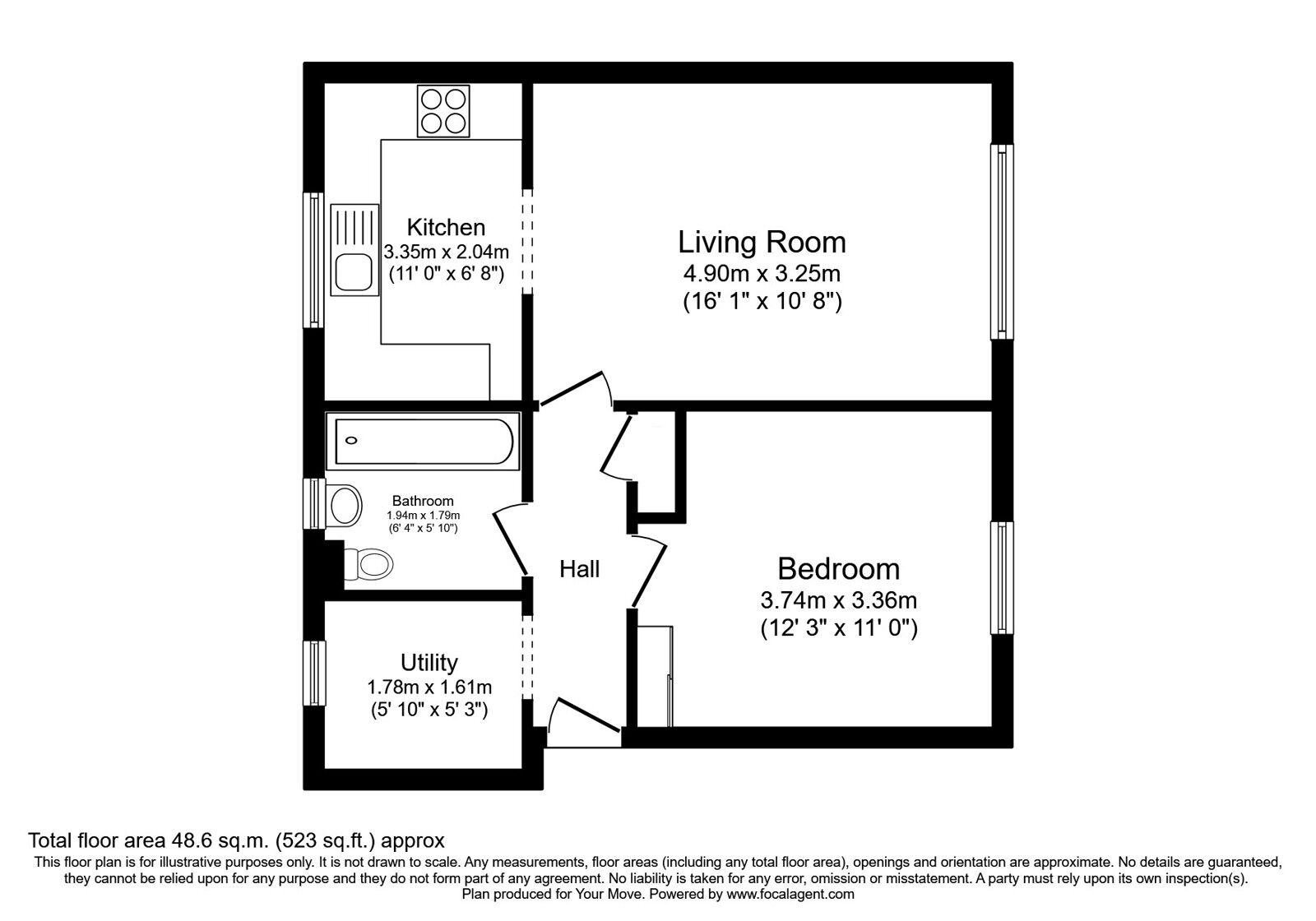Floorplan of 1 bedroom  Flat for sale, Queen Street, Montrose, Angus, DD10