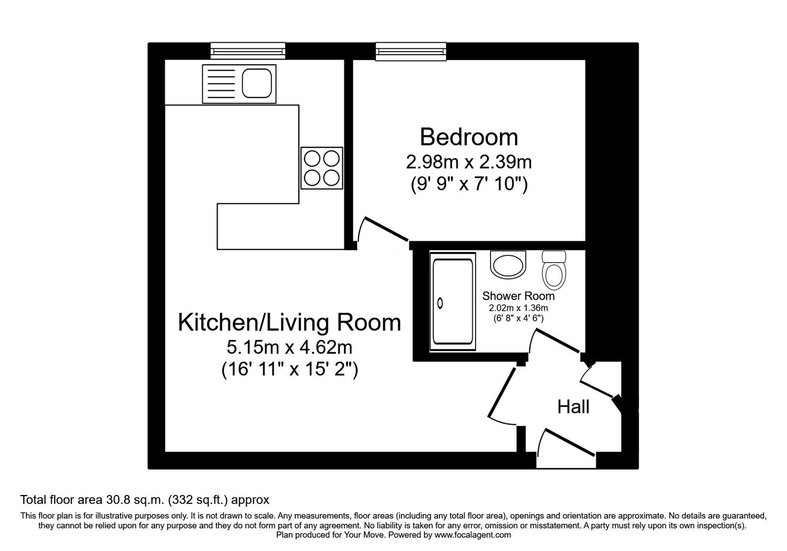 Floorplan of 1 bedroom  Flat for sale, Murray Street, Montrose, Angus, DD10